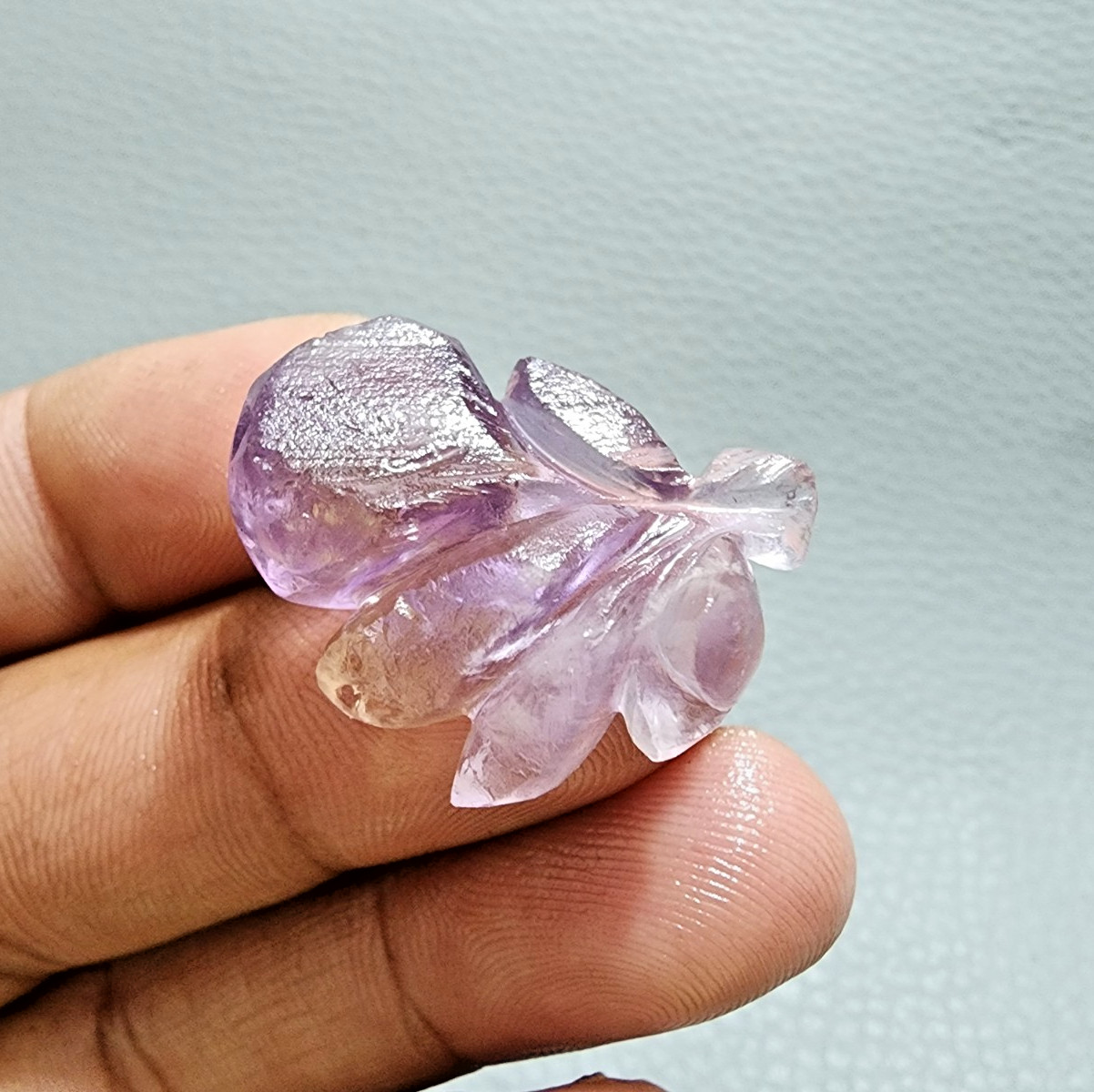36 Crt Excellent Purple Ametrine Flower Carving Gemstone Jewelry Making Carving