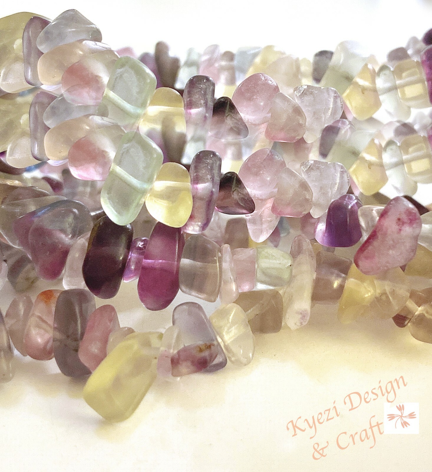 Pink Flourite Natural Crystal Gemstone Chip Stretchy Jewelry Bracelet