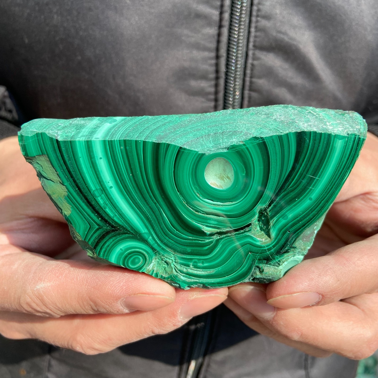 205g Natural malachite crystal partially polished mineral specimen