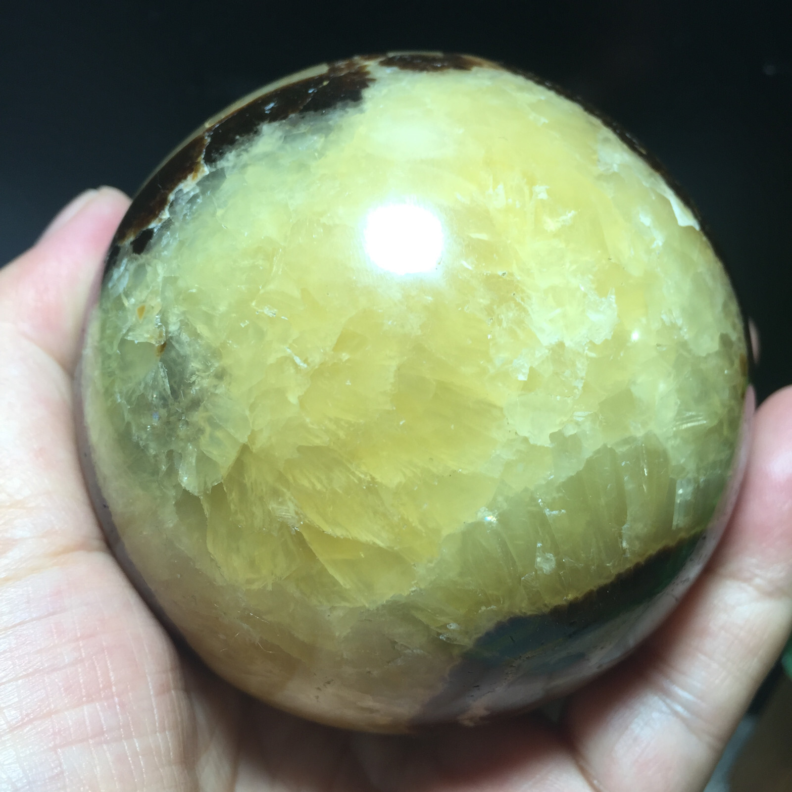 577g 73mm Natural Septarian Dragon Calcite Crystal Ball Mineral Specimen 05