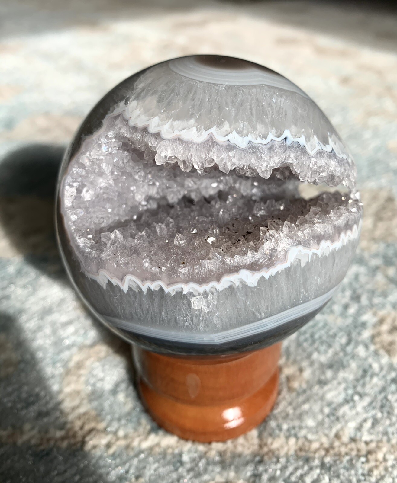 3in Agate Crystal Geode Sphere