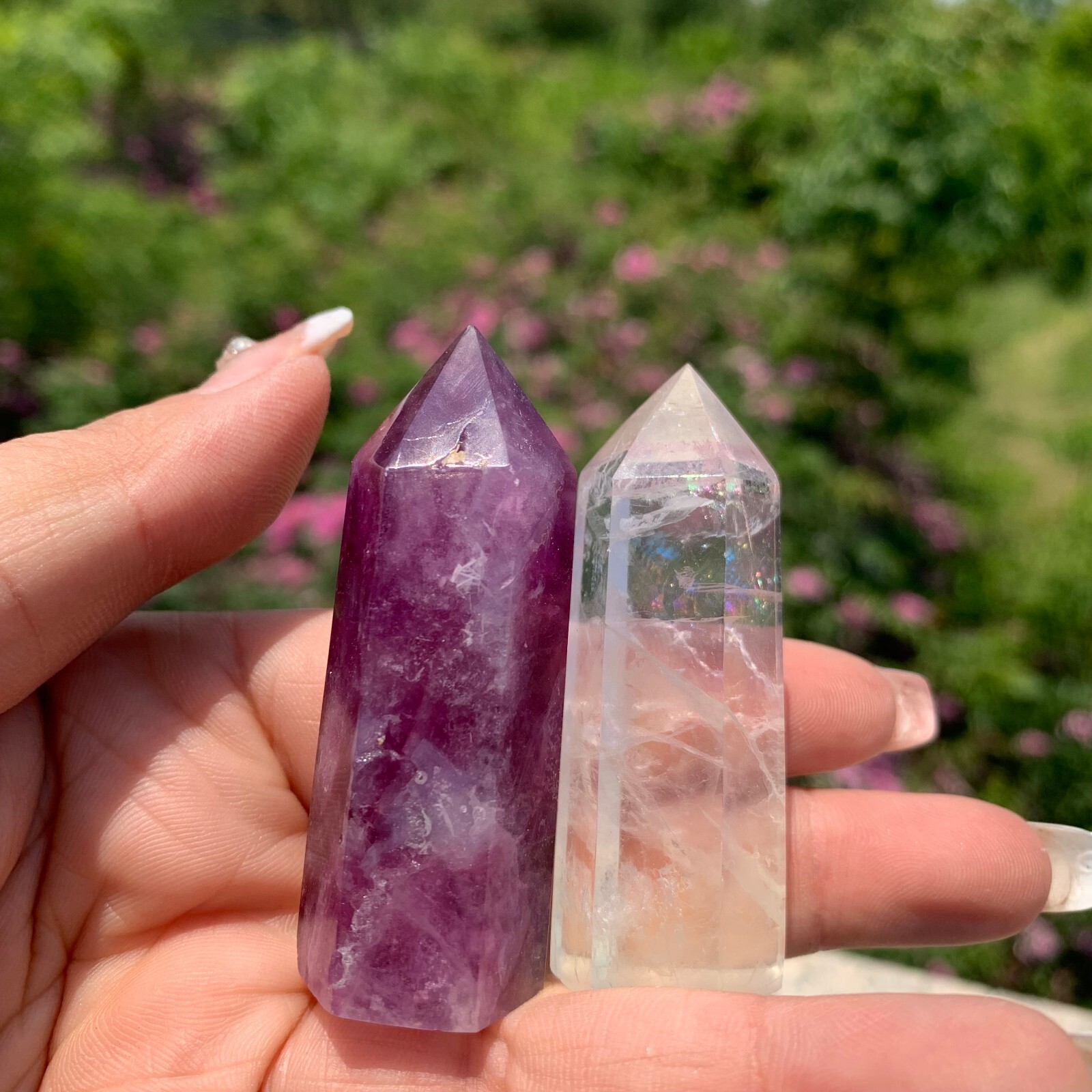 2.2LB Natural fluorite quartz obelisk crystal wand point healing random