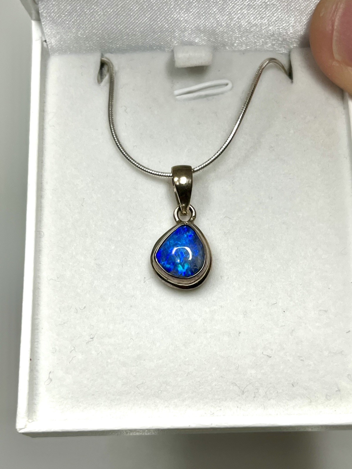 Solid Lightning Ridge Opal Necklace 925 Sterling Silver Pendant Australian