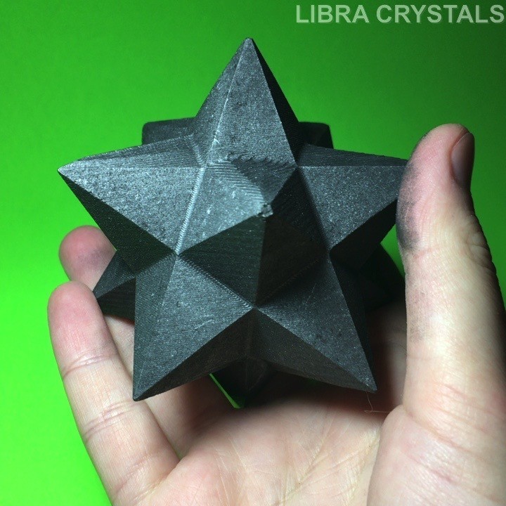 Shungite Merkaba Star Sacred Geometry Crystal Carving Metaphysical Decor 3″