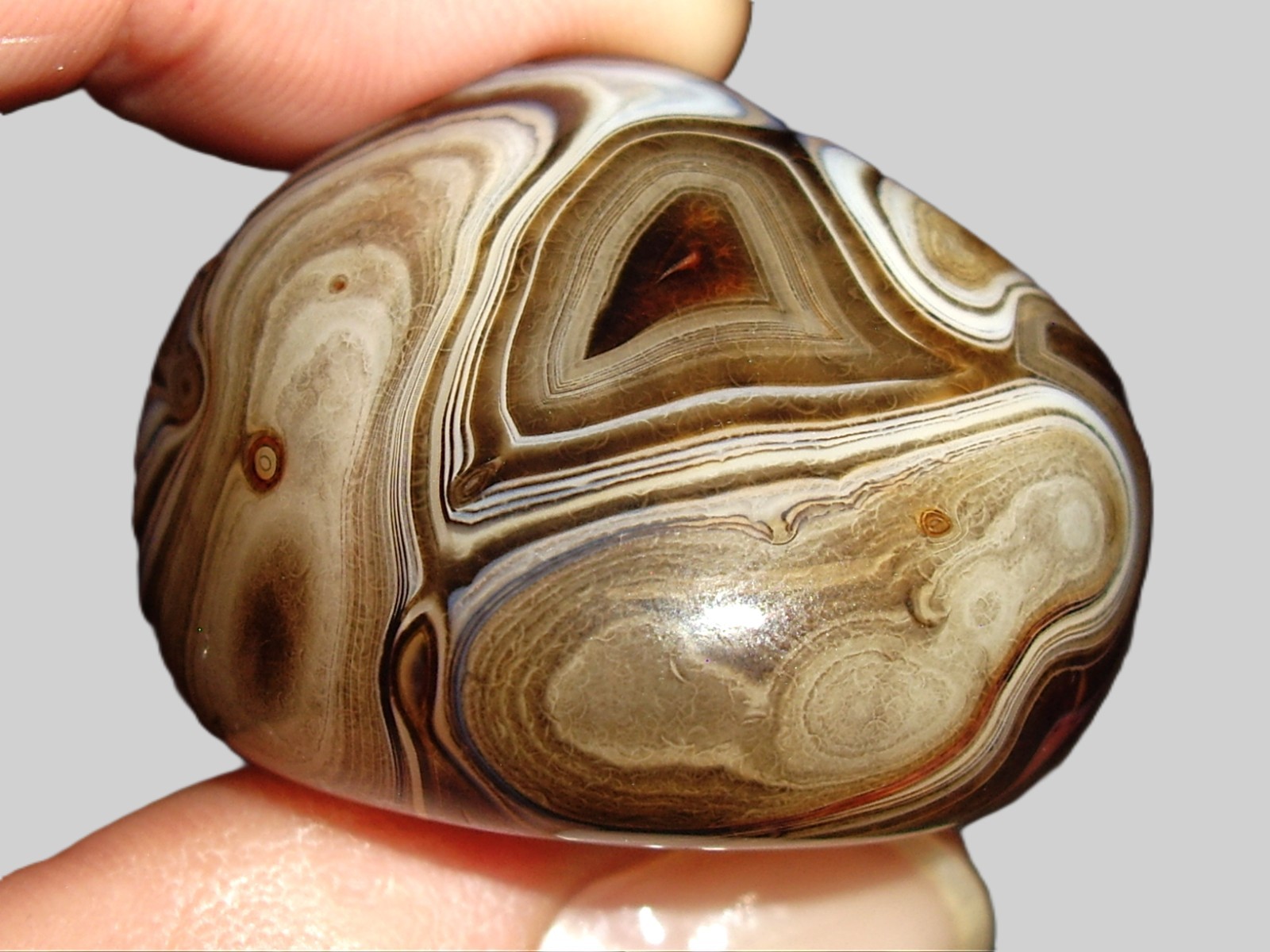 Beautiful Translucent Banded Agate Polished Pebble from Madagascar 28.6g