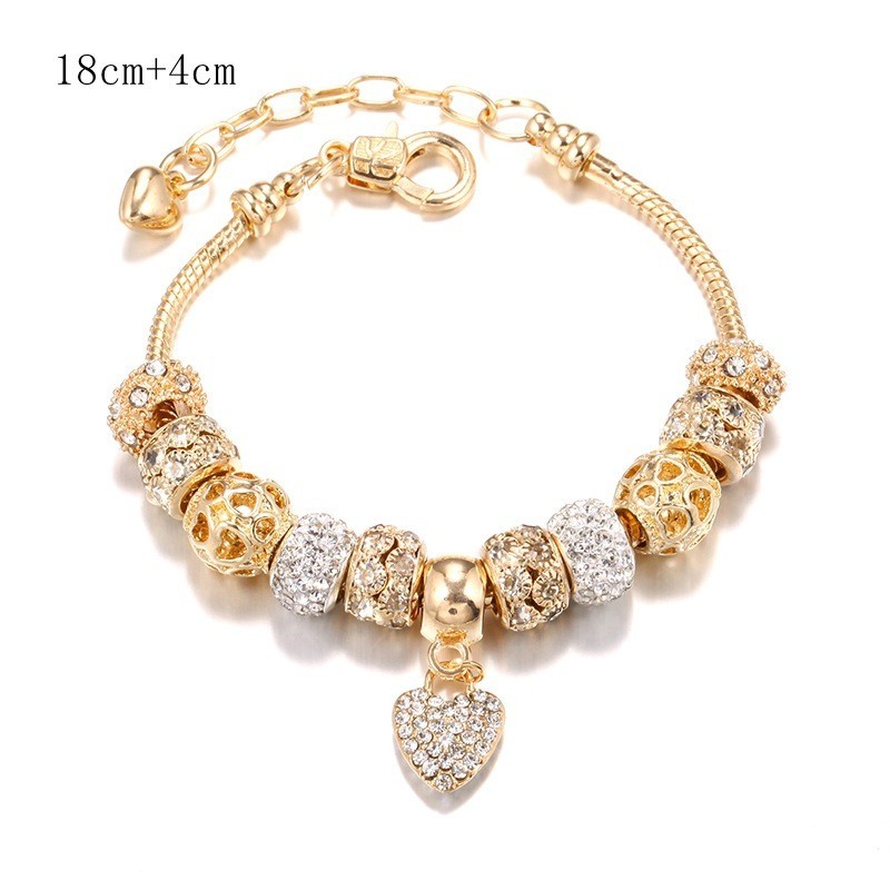 bracelet DIY alloy large hole bead bracelet, golden European bead bracelet jewel