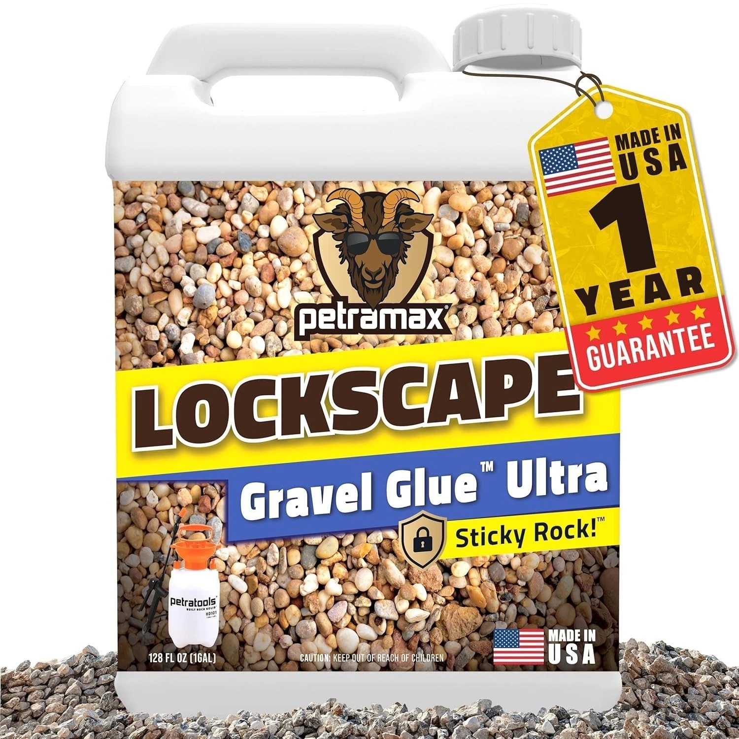 Lockscape Rock Glue 1 Gal: Ultra Concentrated Gravel Adhesive, Dries Clear, P…