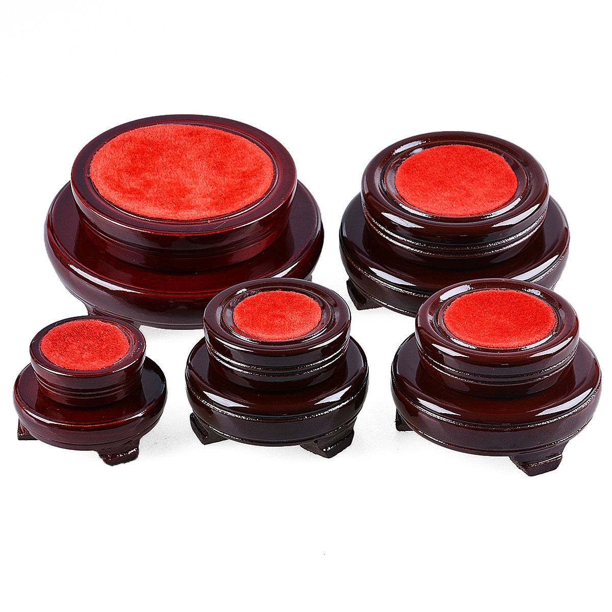 LONGWIN Red Rotable Wood Stand Holder Kit Display Pedestal for 50mm-200mm Balls