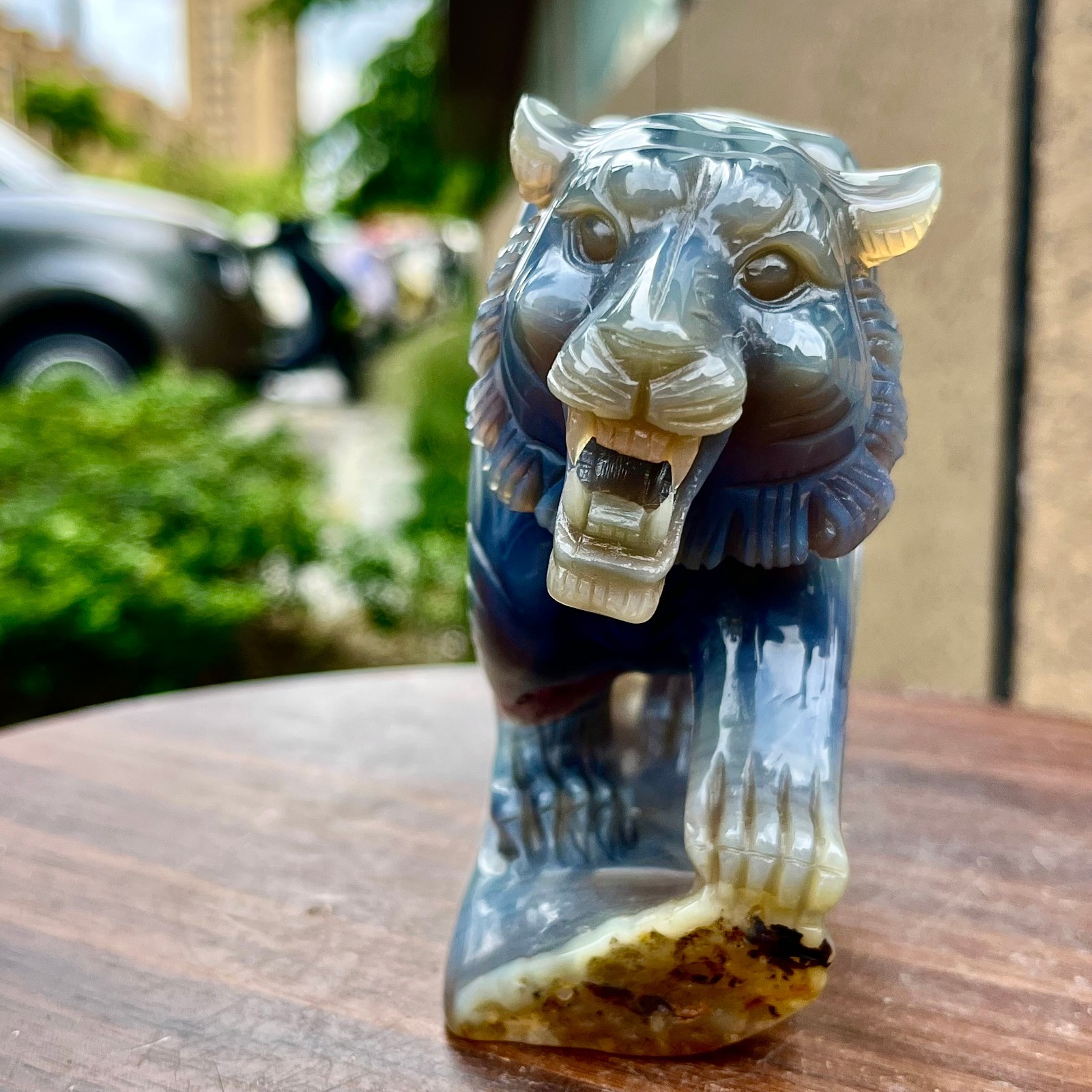 2.27LB High level natural amethyst cave hand carved spiritual tiger