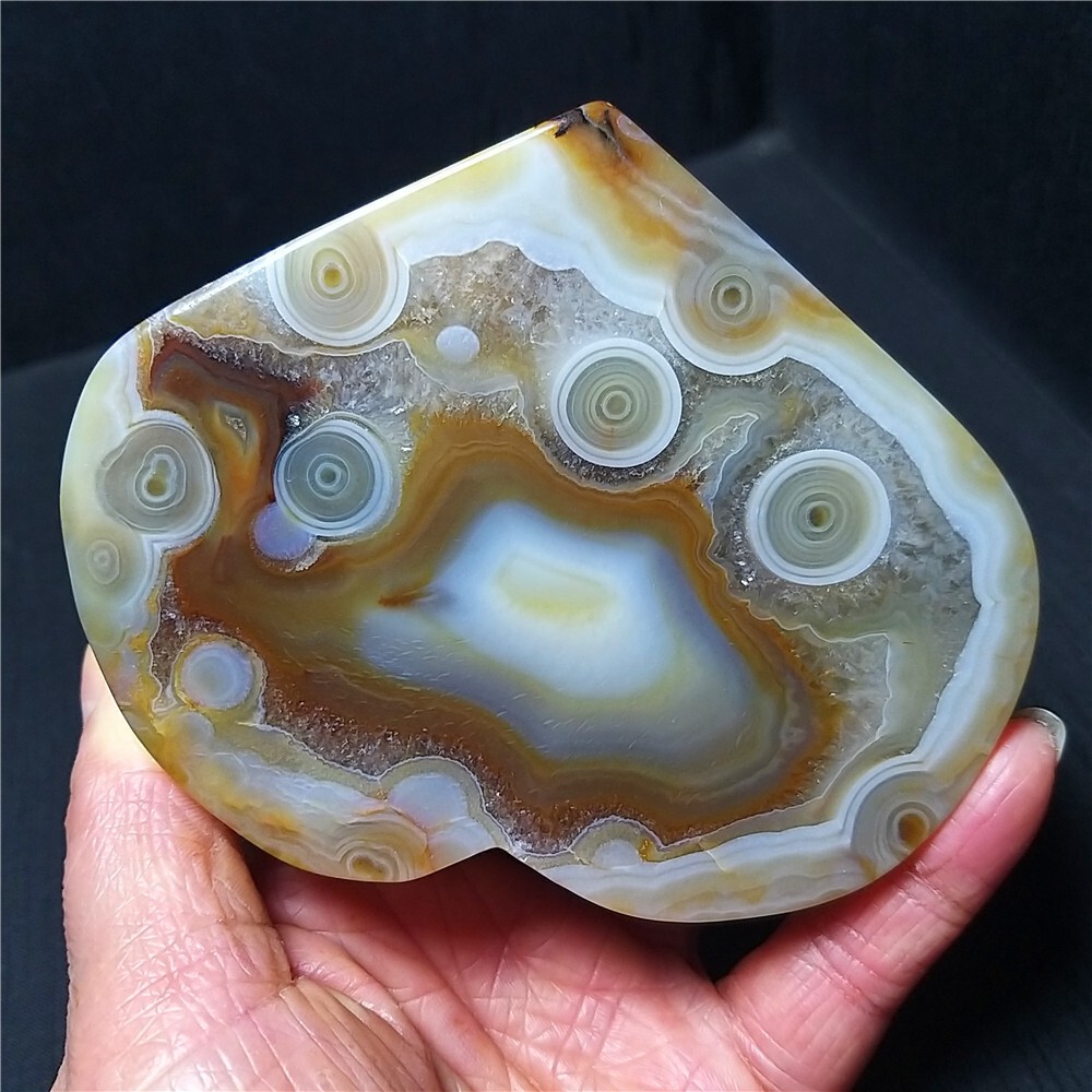RARE 345.6G China Natural Inner Mongolia Gobi Eye Agate Geode Collection Ba850