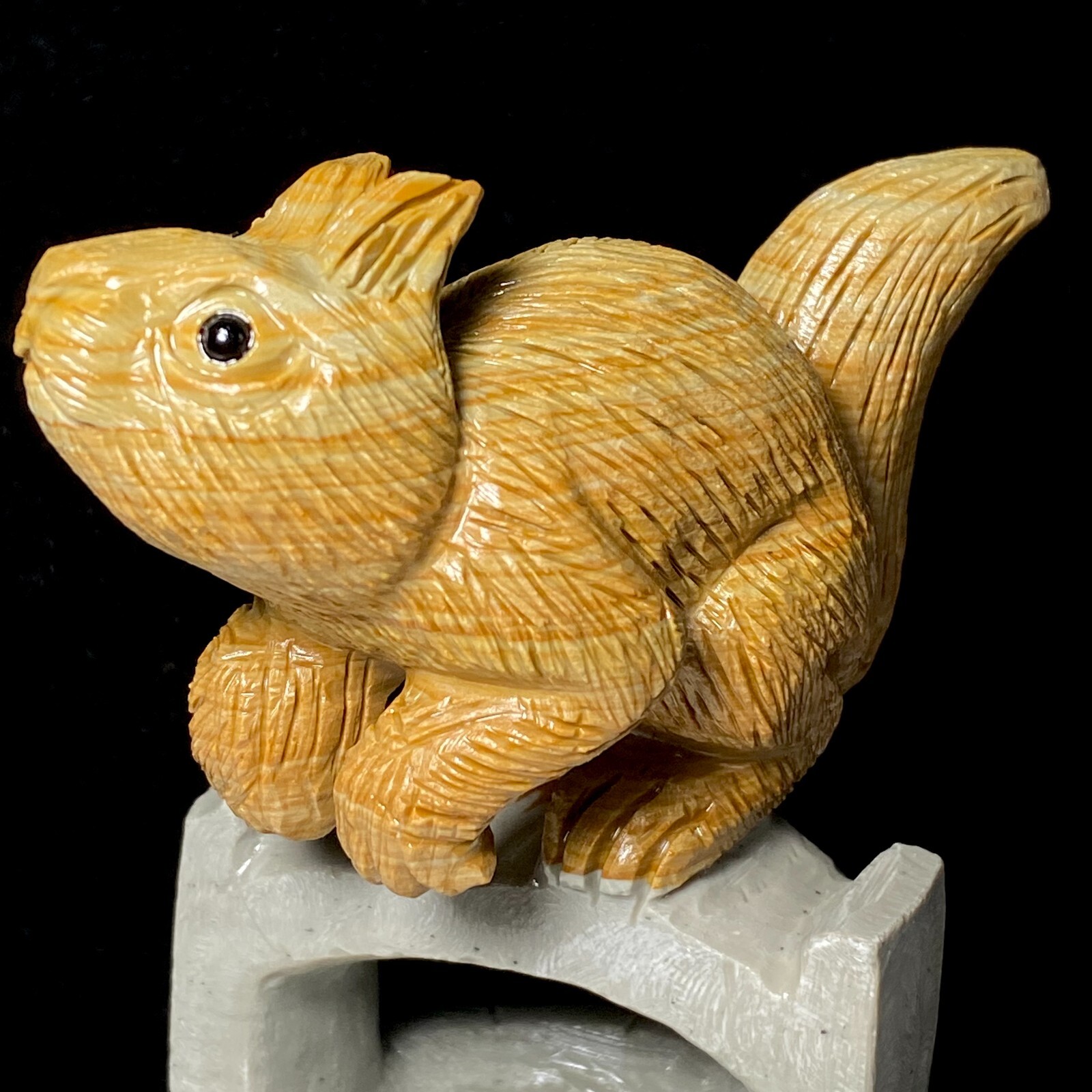 Natural Crystal Quartz Mineral Specimen Songhua Stone Handcarved Squirrel Gift