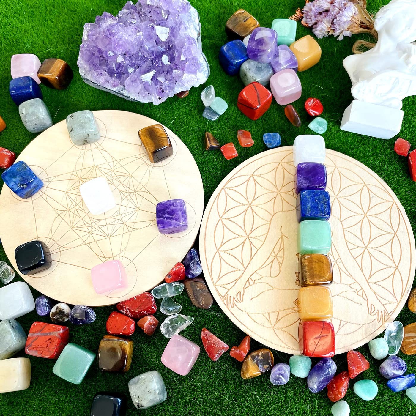 30 Pcs Healing Crystal Chakra Stones Set Polished Tumbled Bulk Amethyst Rose …
