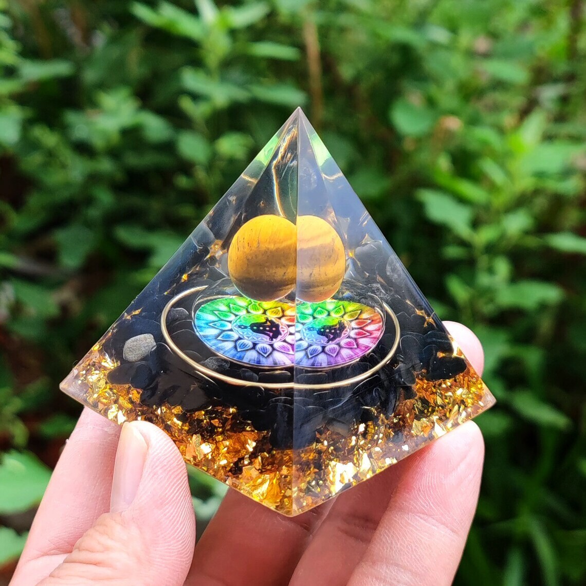 Tiger Eye Reiki Orgonite Pyramid Obsidian Orgone Pyramid Home Decoration