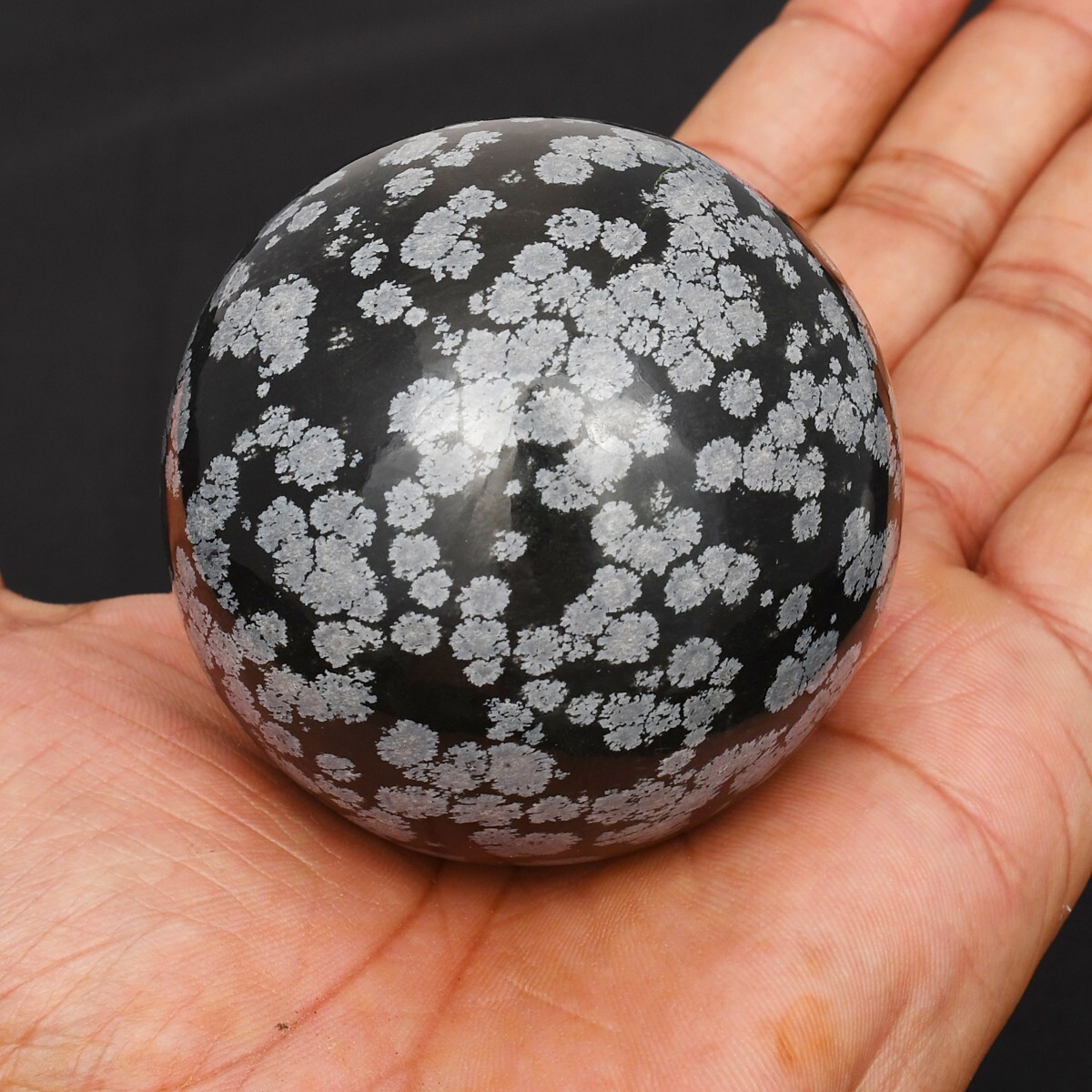 50mm+ Natural Snowflake Obsidian ball by hand .Crystal Healing crystal ball
