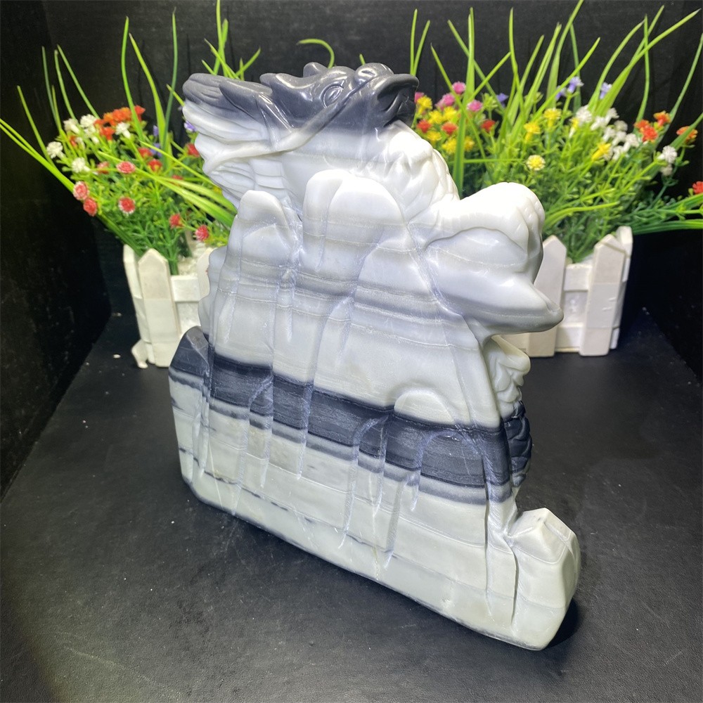 5.2LB 7.7″ Natural A+Taiji Jade Chinese Dragon Crystal Reiki Carving Heal Decor