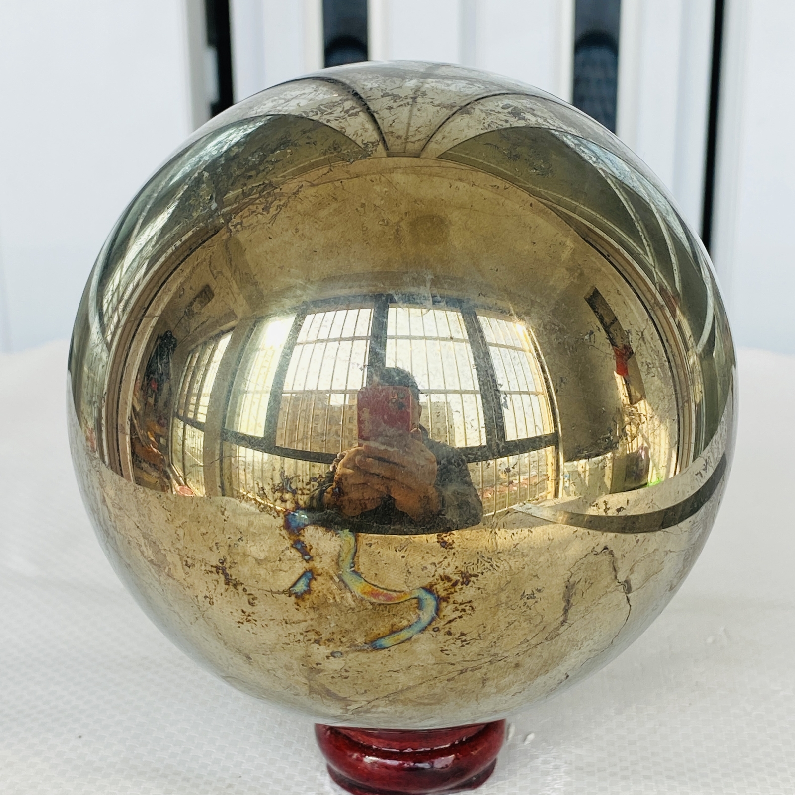 Natural Chalcopyrite Quartz Crystal Ball Energy Reiki Healing 3040G