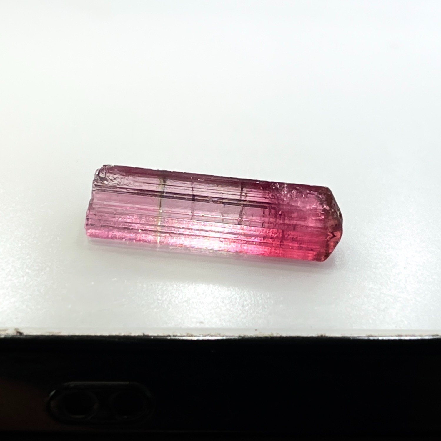 Natural Vivid Pink Bi Color Tourmaline Rough Crystal 7.8 Ct Pencil Specimen