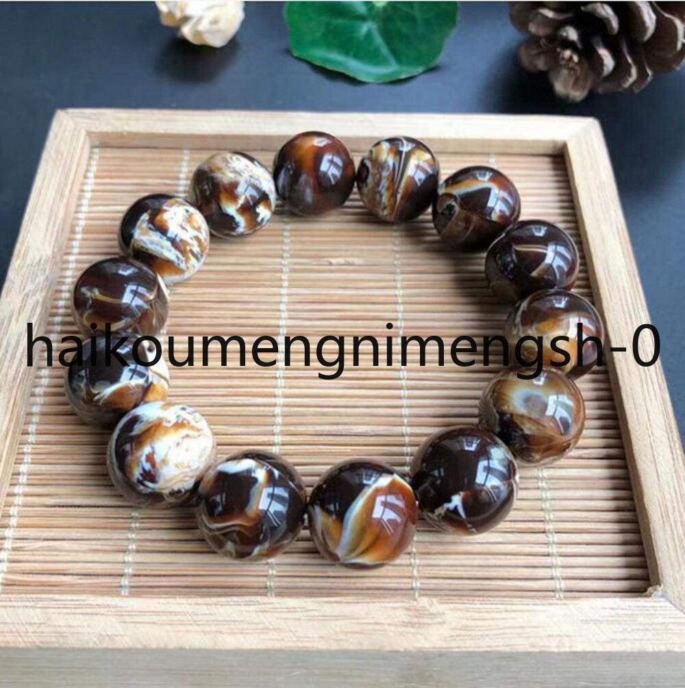16mm Natural Multicolor Beeswax Amber Round Beads Stretch Bracelet 7.5″