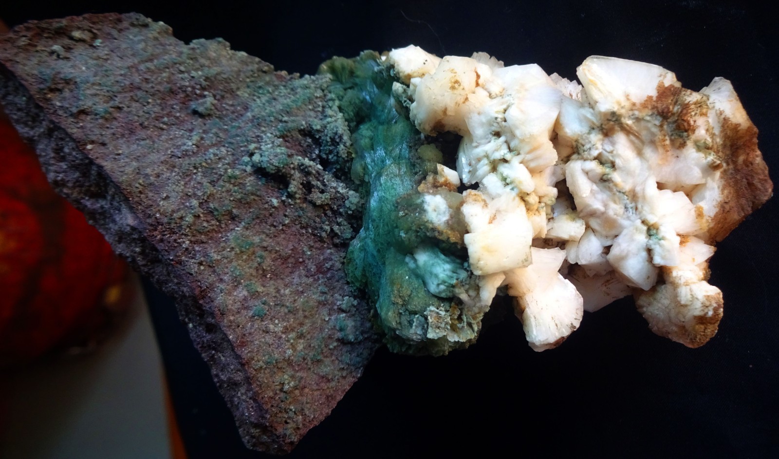 HEULANDITE CRYSTALS W/ GREEN STILBITE BOWS ON MATRIX MINERALS SPECIMENS