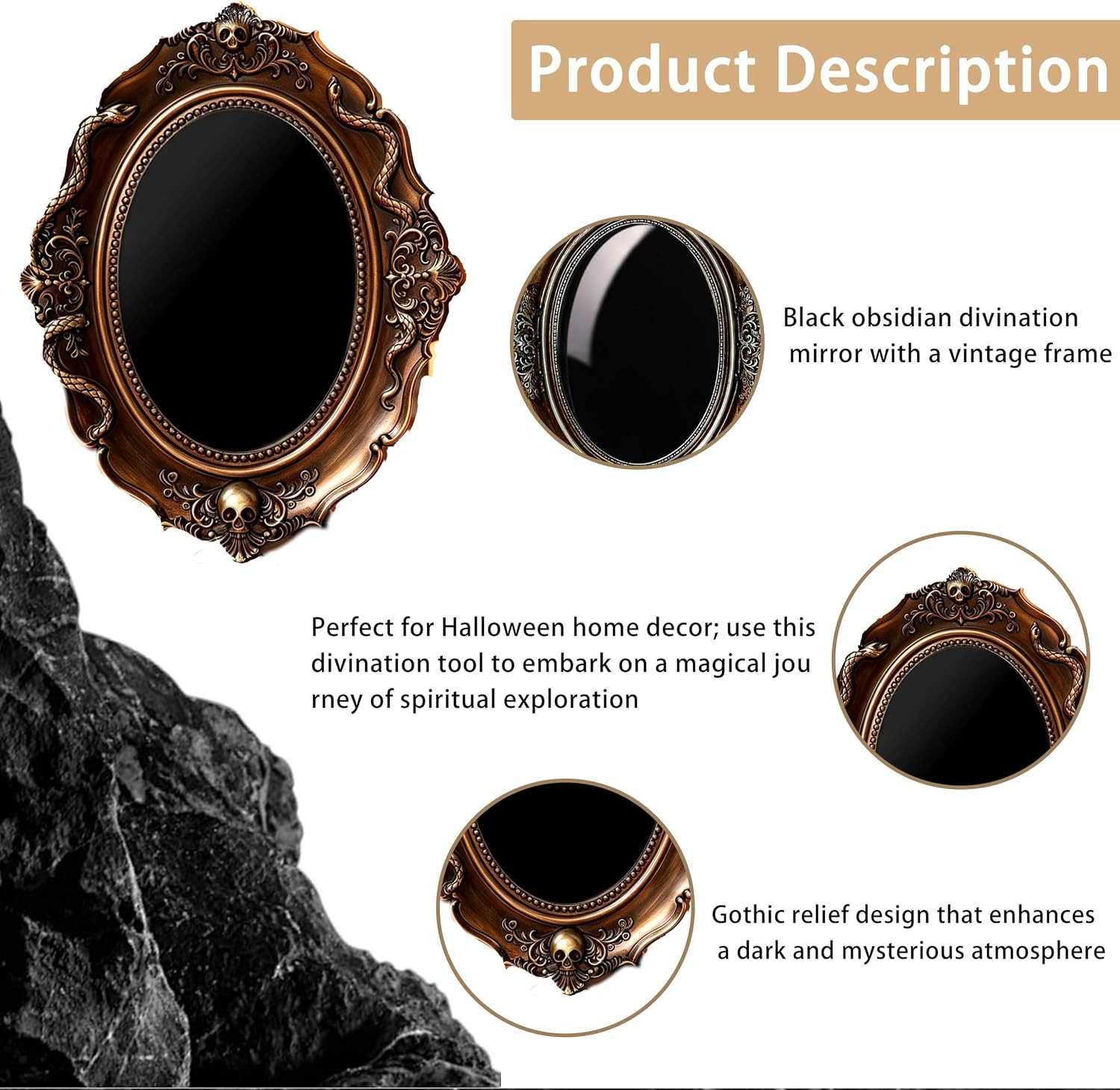 Handcrafted Obsidian Scrying Mirror for Tarot, Meditation & Home Decor