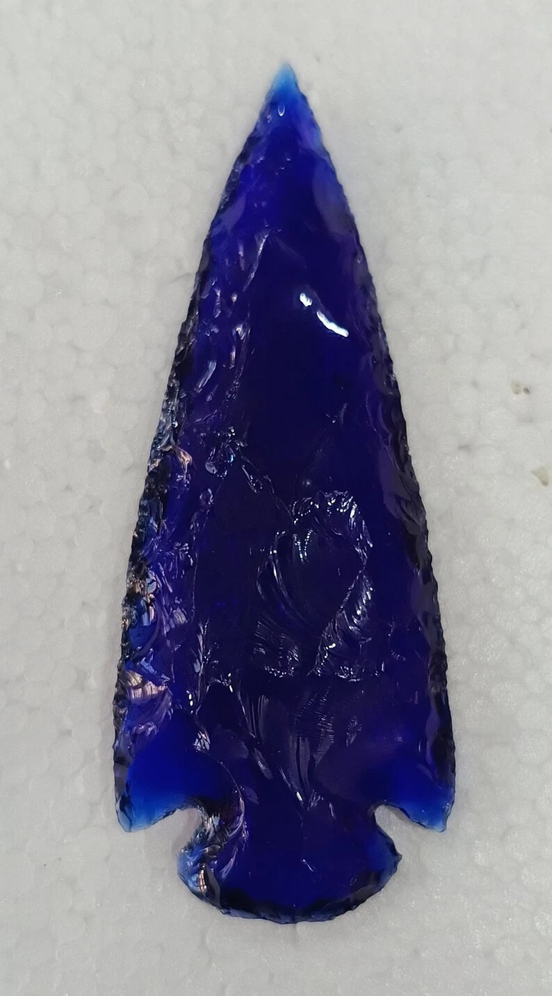 Blue Obsidian Glass Spearhead Arrowhead Crystal for Healing and Jewelry Making.