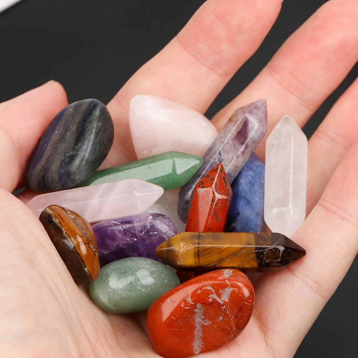 Set of 14 Healing Crystal Natural Gemstone Reiki Chakra Collection Stone Kits US