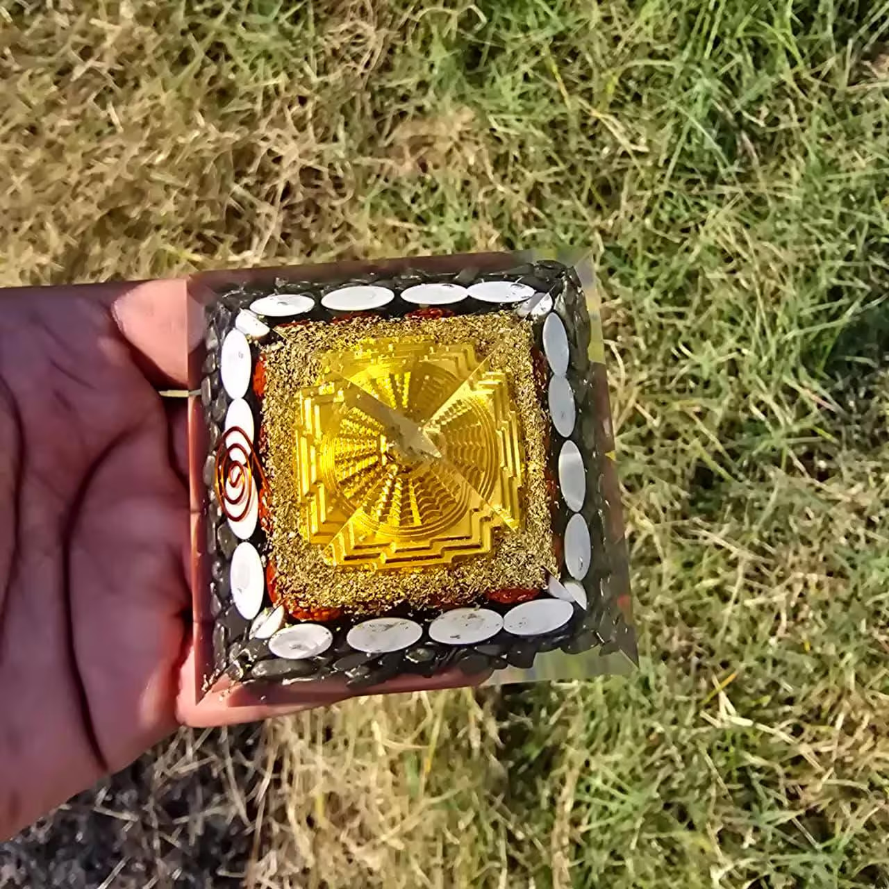 Orgonite Pyrite Pyramid Vastu Money Magnet Feng Shui EMF Protection and Healing