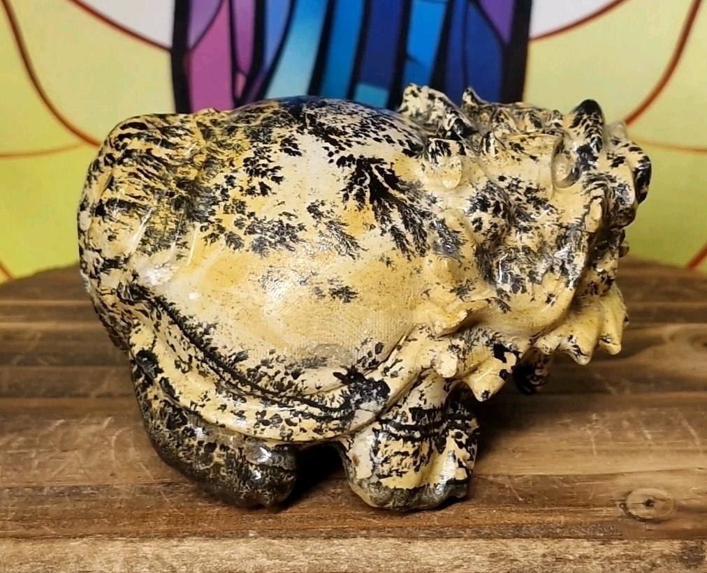 Picture Jasper Chinese Dragon Turtle Carving 7.7cm 274g Hand Carved Crystal