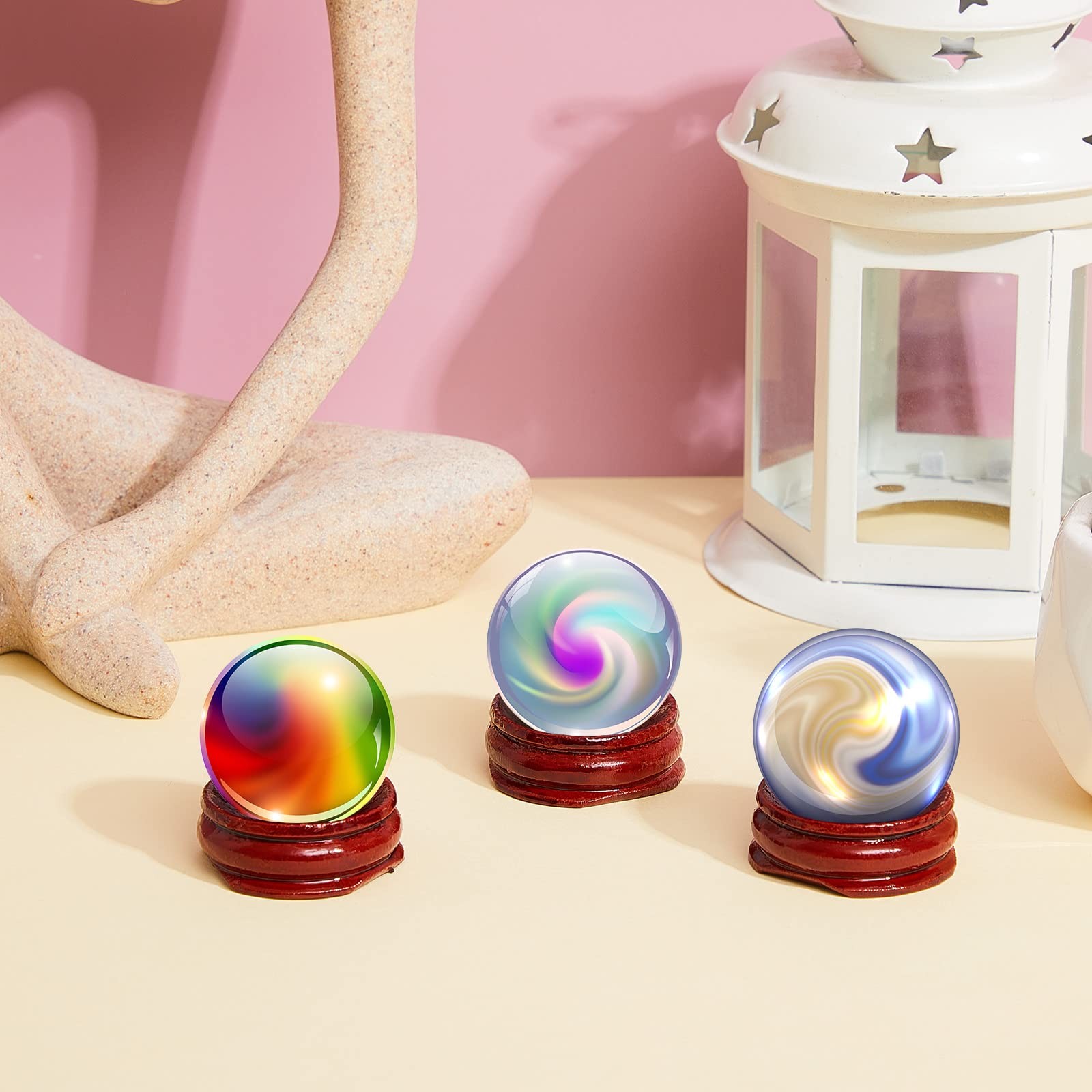 Taiyin 15 Pcs Sphere Stands for Display Crystal, Crystal Holder Wood Egg Ball…