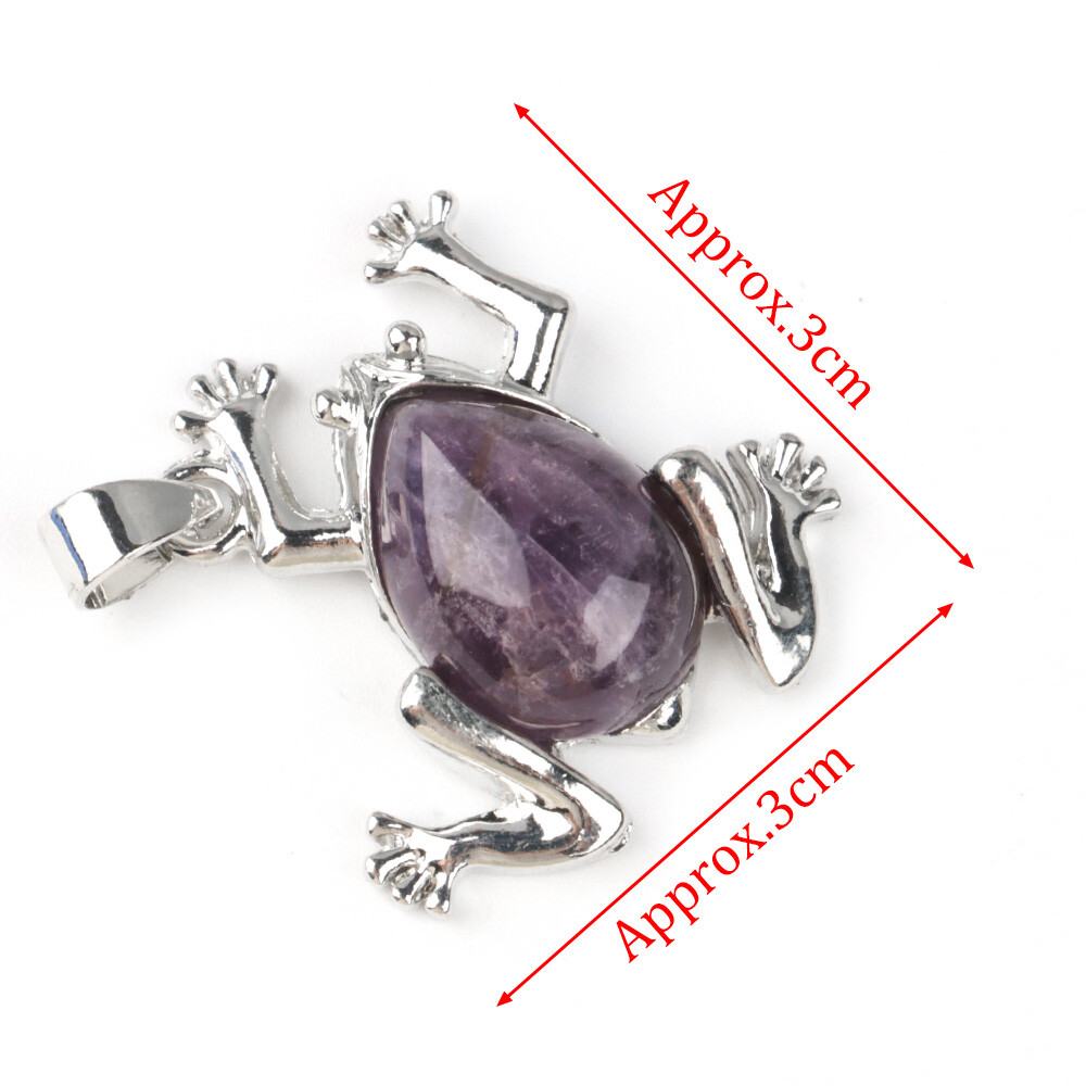 Mini Chakra Crystal Frog Pendants Bead Quartz Stone Energy Amulet Reiki Healing