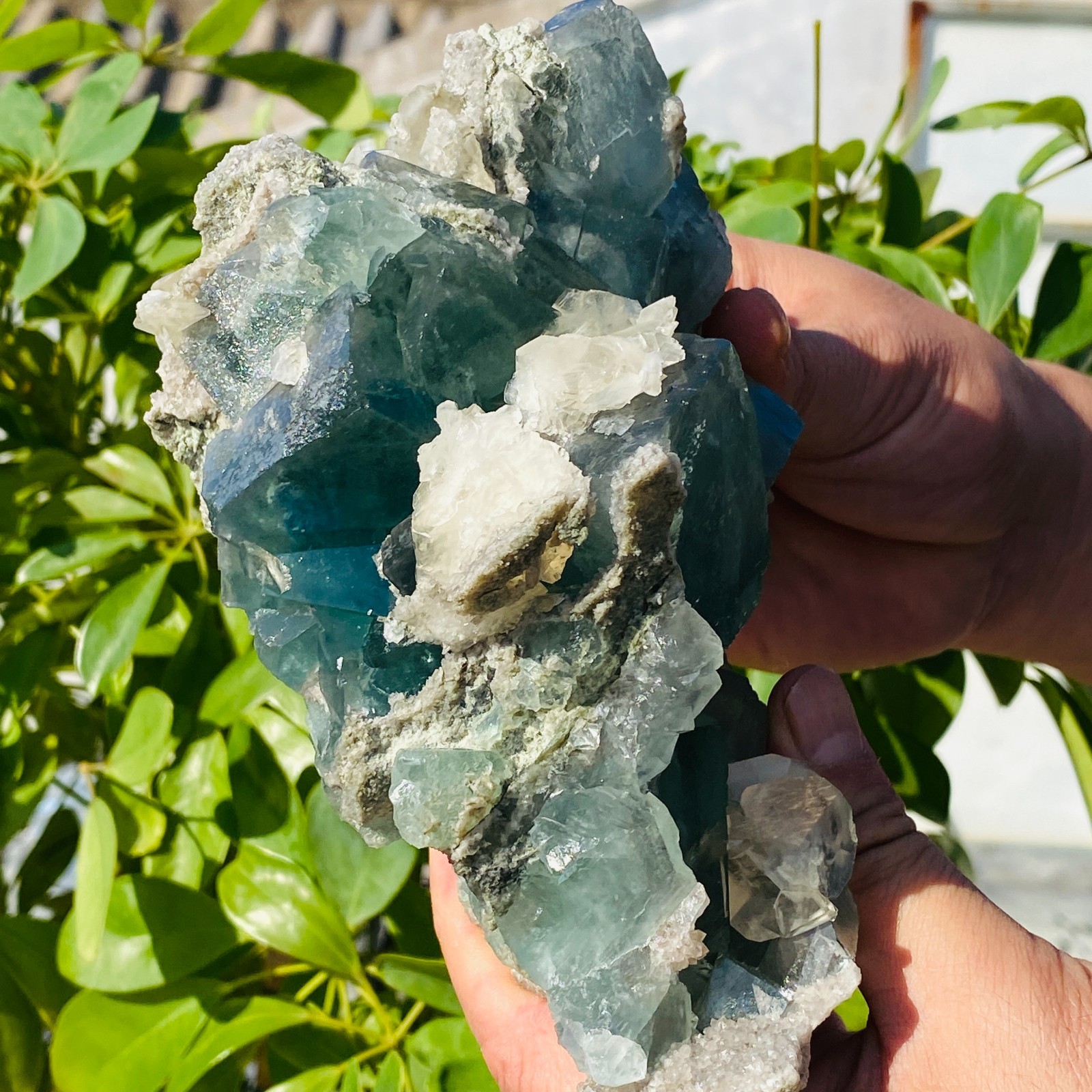 1706g Natural transparent blue green fluorite mineral crystal sample/China
