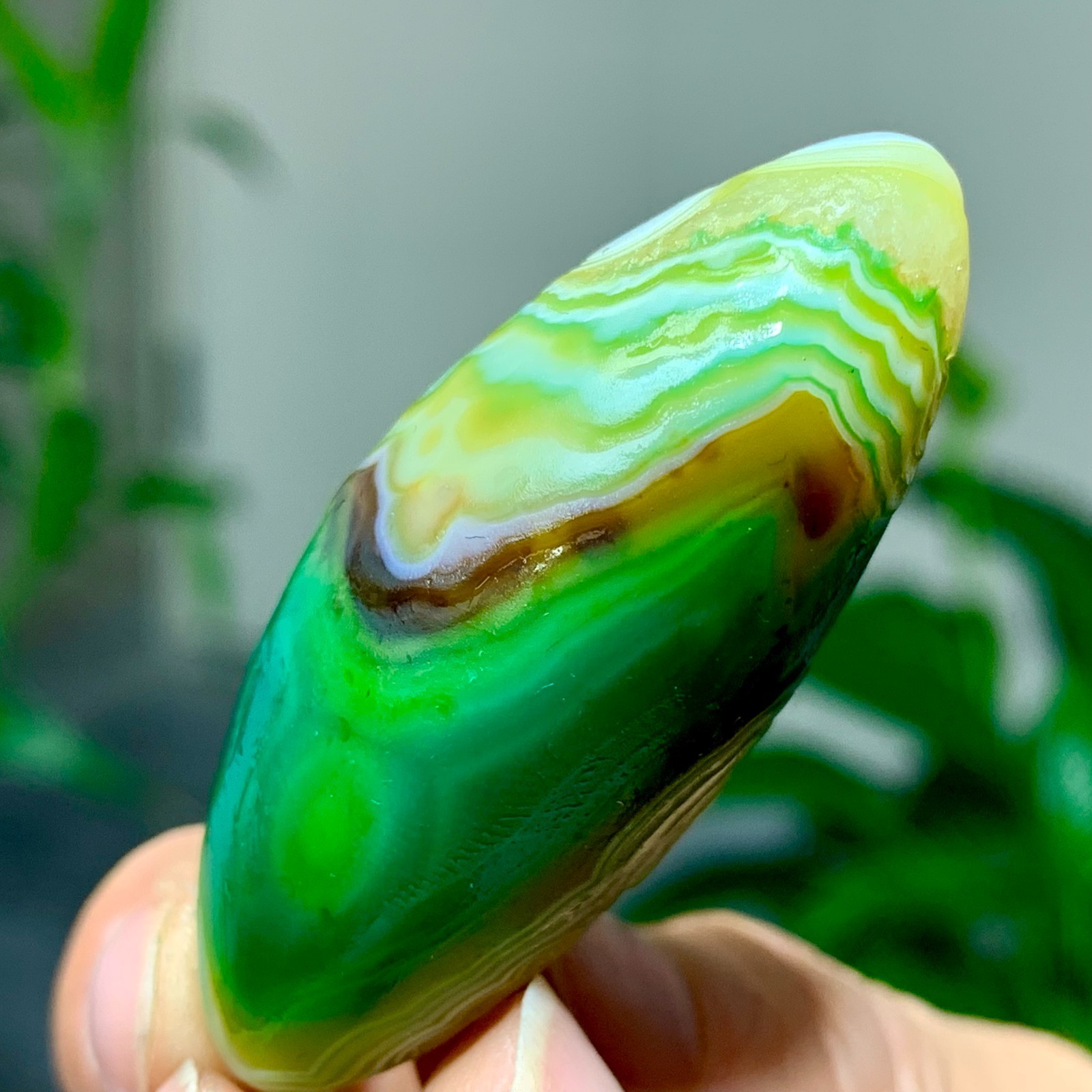 28G Natural green gobi agate eye crystal Circular pattern mineral healing B205