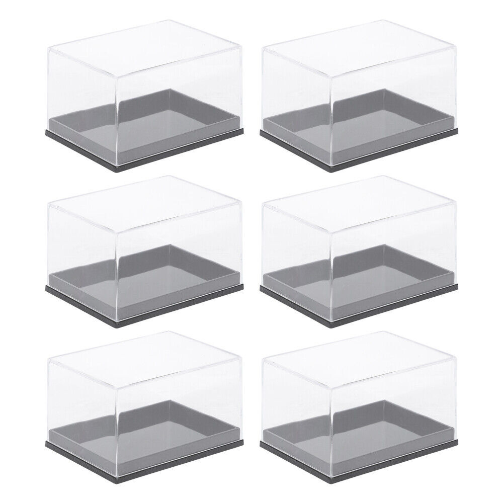 6Pcs Transparent Boxes Plastic Showing Boxes Mineral Specimen Box for Shop Home