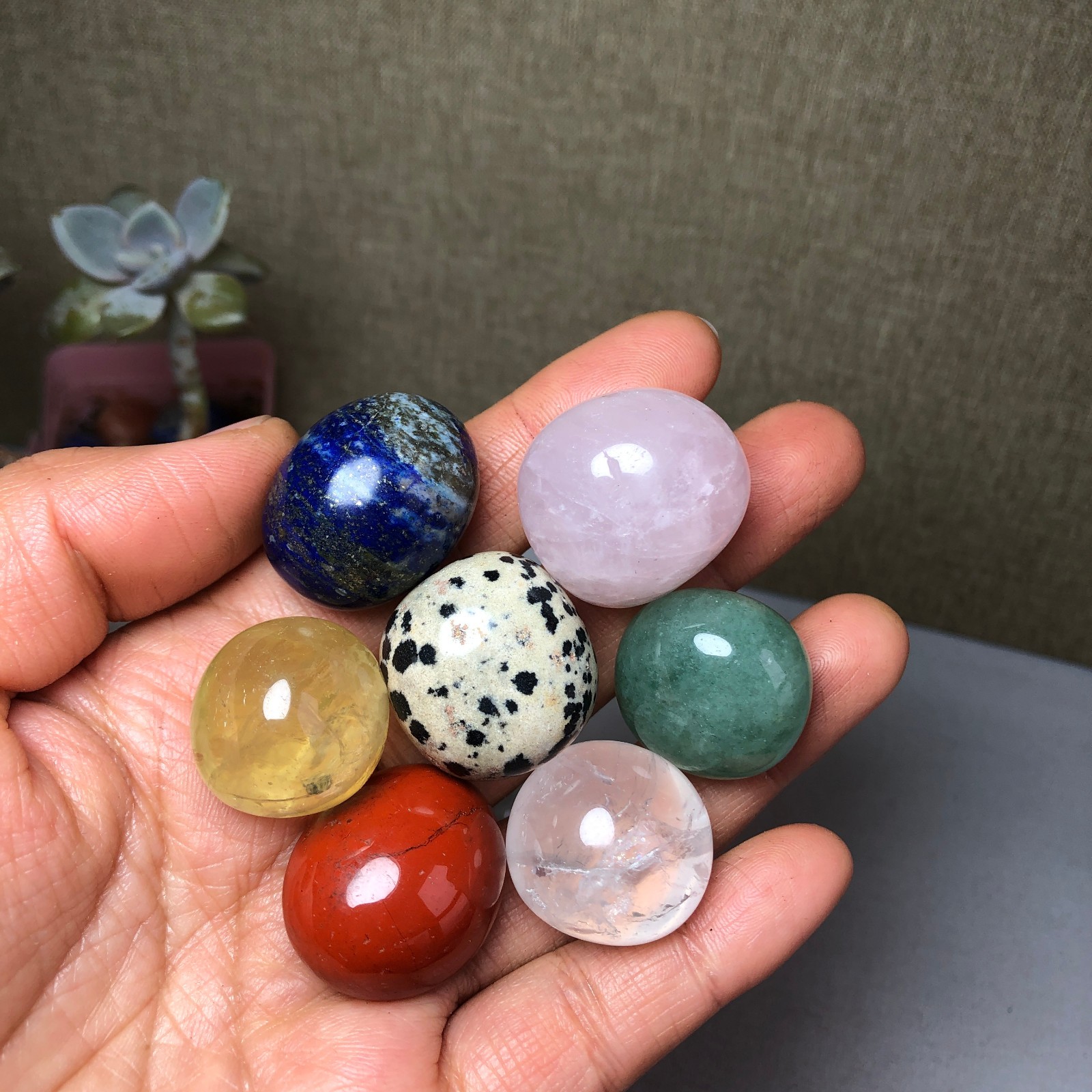 Natural seven different types of crystals Seven Star Array Specimen Base A3021