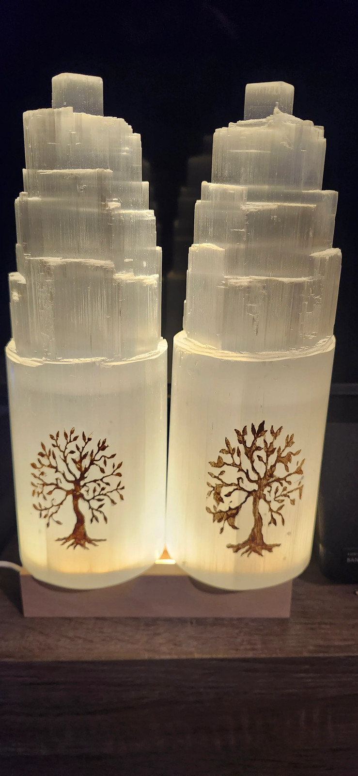 Tree of life selenite lamp! 10 inches tall, 3.5 wide, 4 pounds! With led base