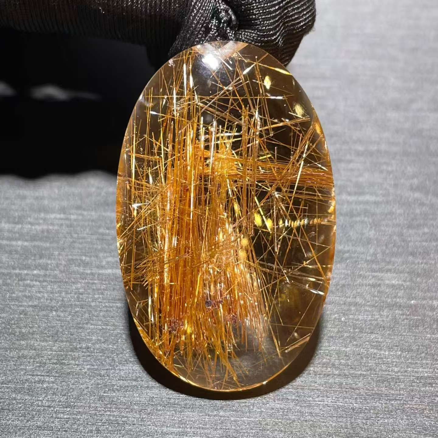 41*25.7*11.2mm Natural Golden Rutilated Quartz Carved Crystal Pendant Reiki Gift