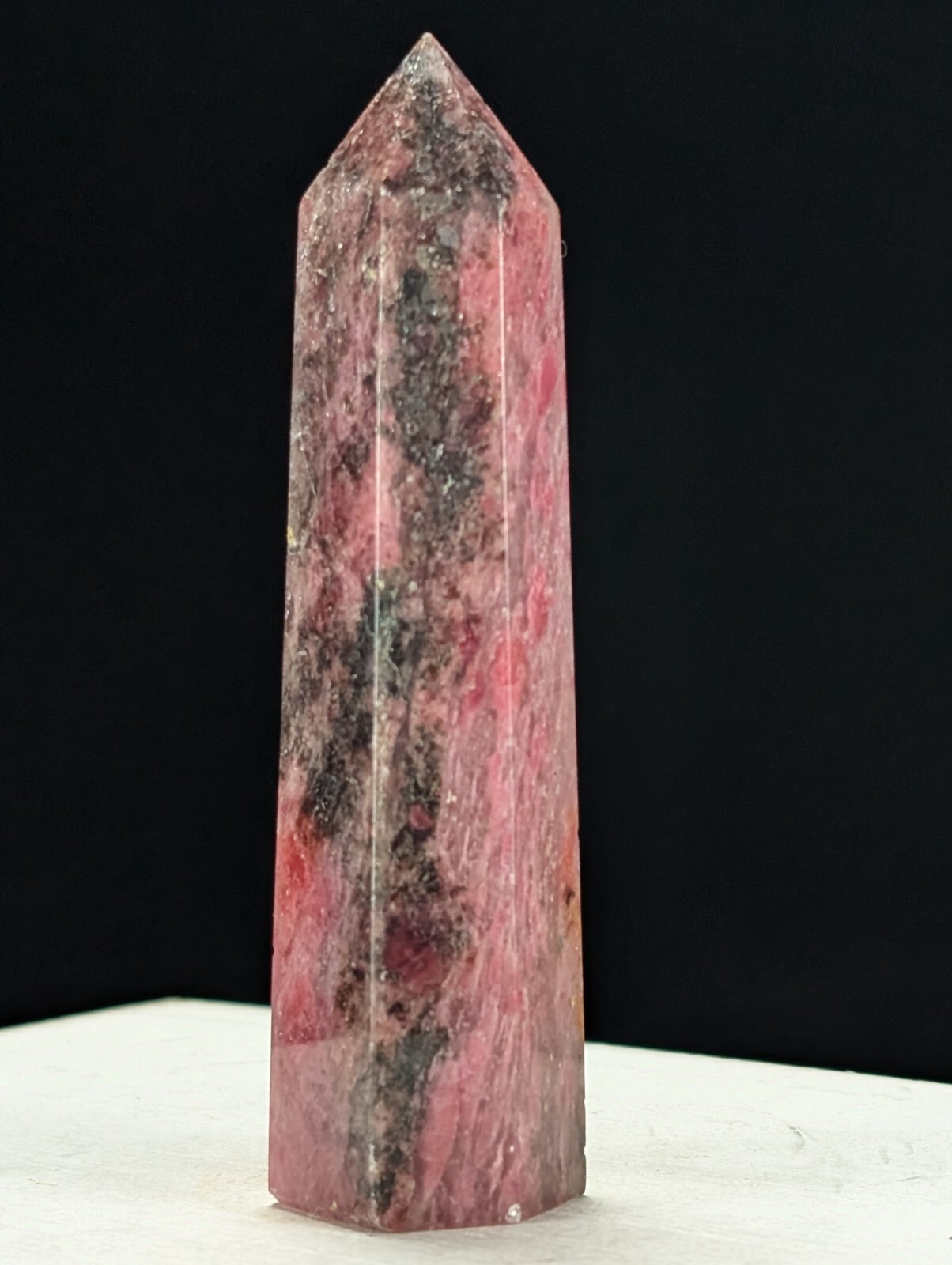Rhodonite Tower Pink Crystal Gemstone Point Chakra Wand