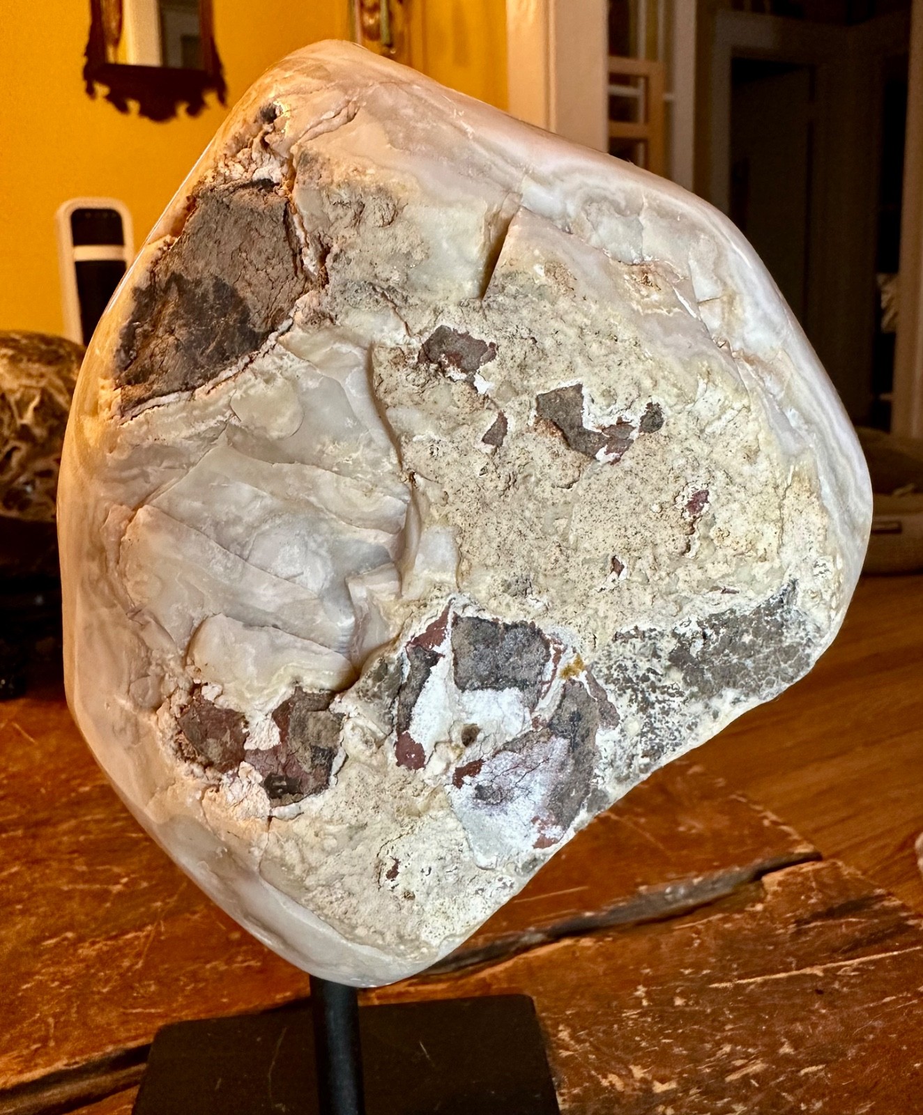 Large flashy light purple amethyst specimen on metal stand Free shipping