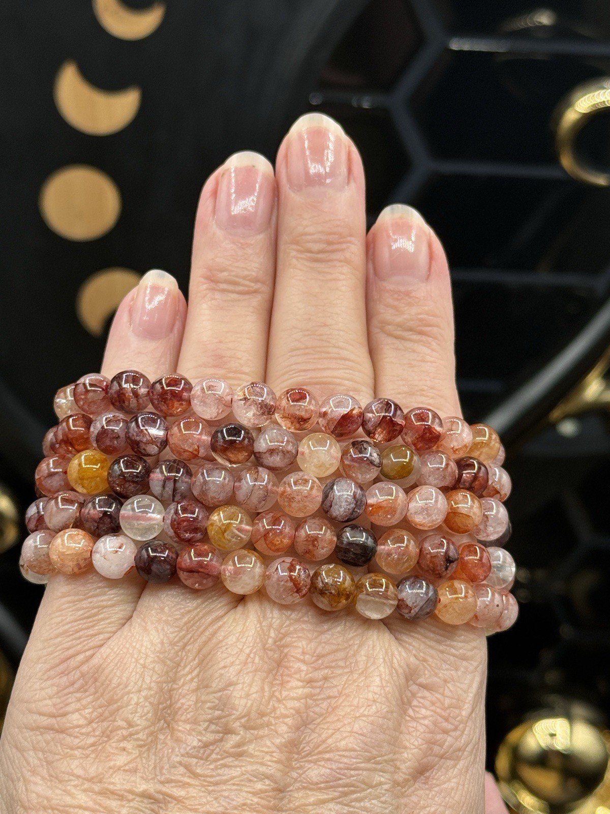 Fire Quartz & Golden Healer mix Beaded Stretchy Bracelets Free shipping