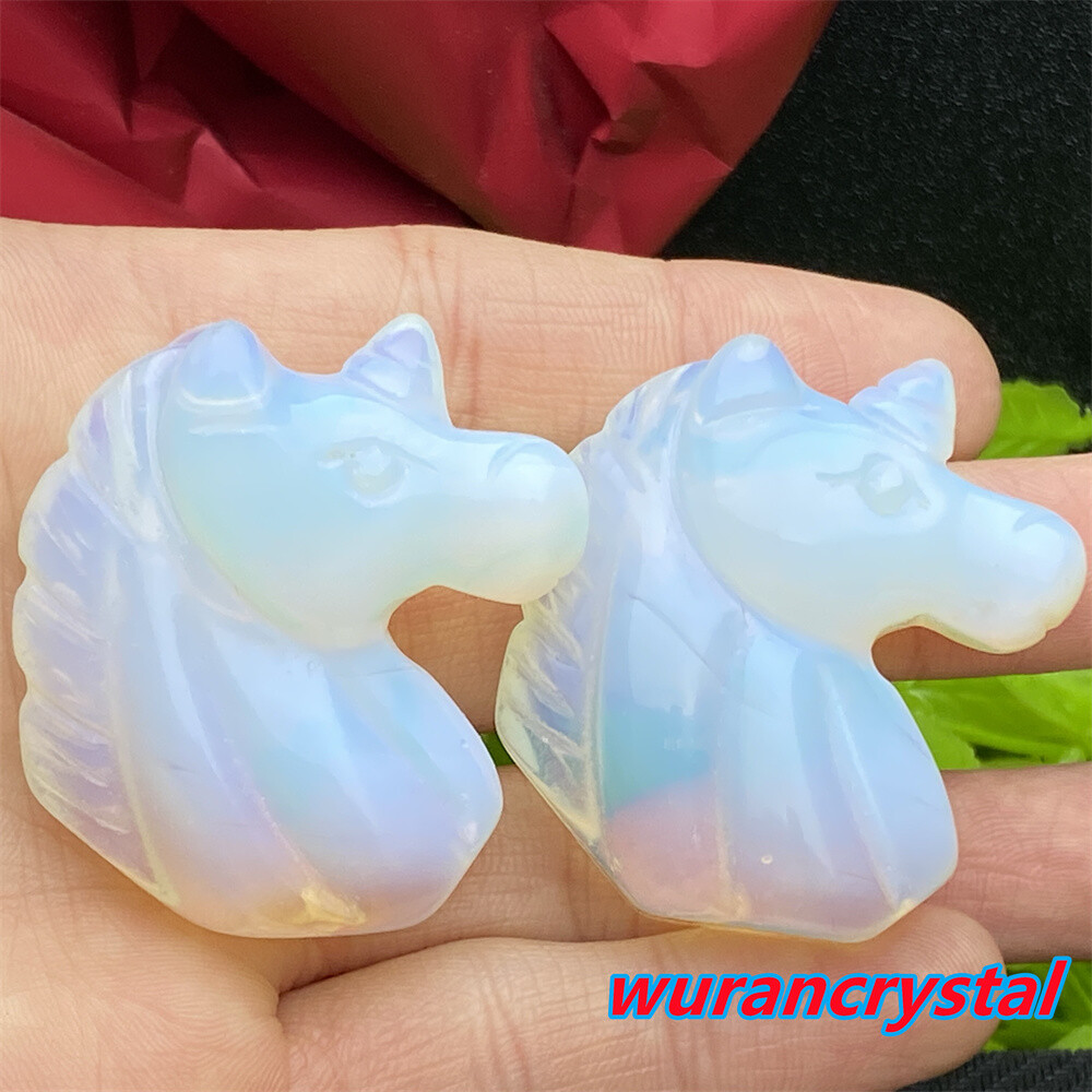 1pc Opalite Unicorn skull Quartz crystal Skull Carved gem Reiki healing 1.5”