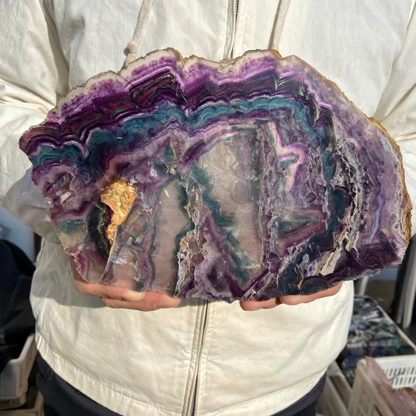 1.7lb Natural Colourful Fluorite Crystal Rough slices stone specimens Healing
