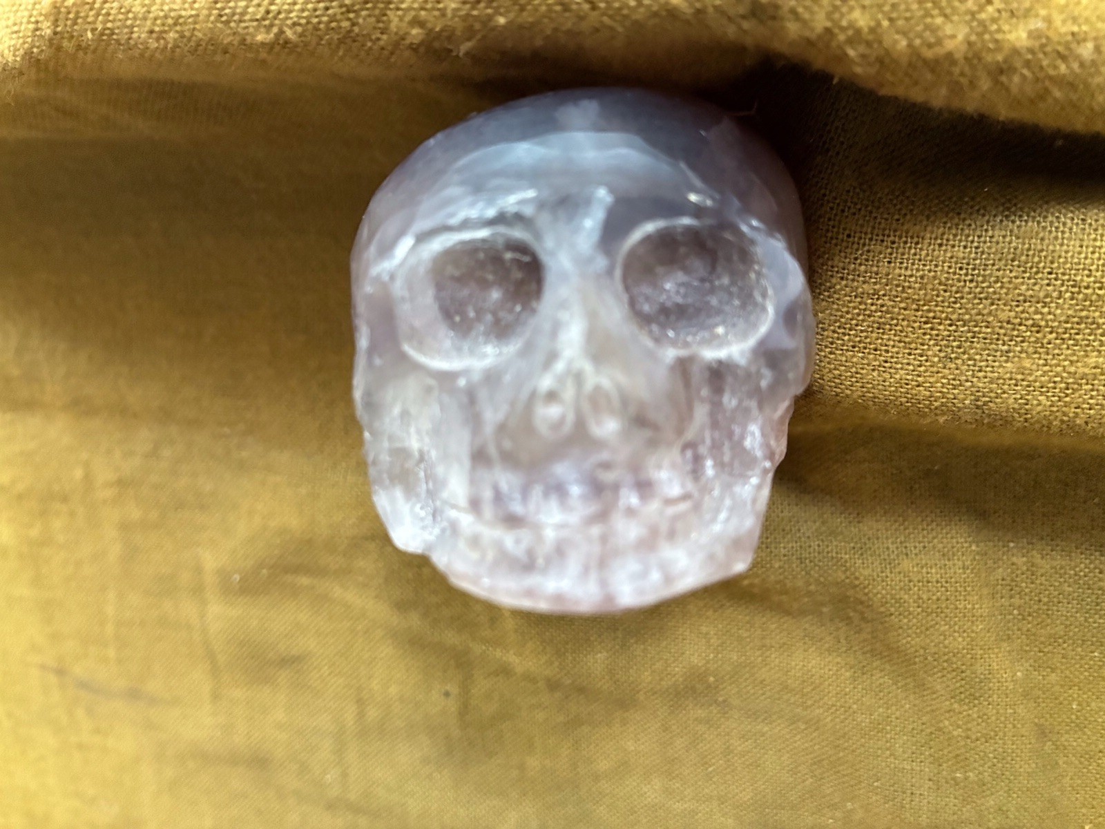 EERIE COOL LOOKING SMOKY/CLEAR Quartz Crystal? Translucent SPOOKY SKULL PIECE