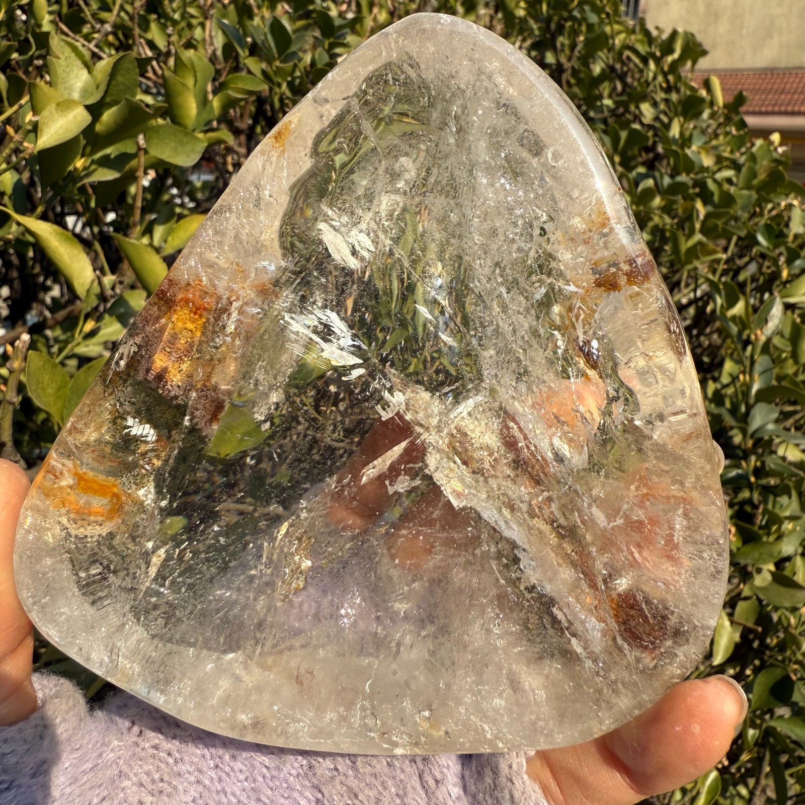 509g Natural Pure Garden Quartz Plate Carving Mineral Crystal Healing