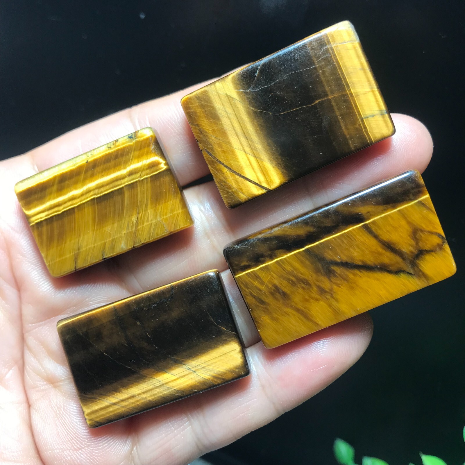 4pcs 51g Natural Tiger Eye Gemstone rectangular pendant 841