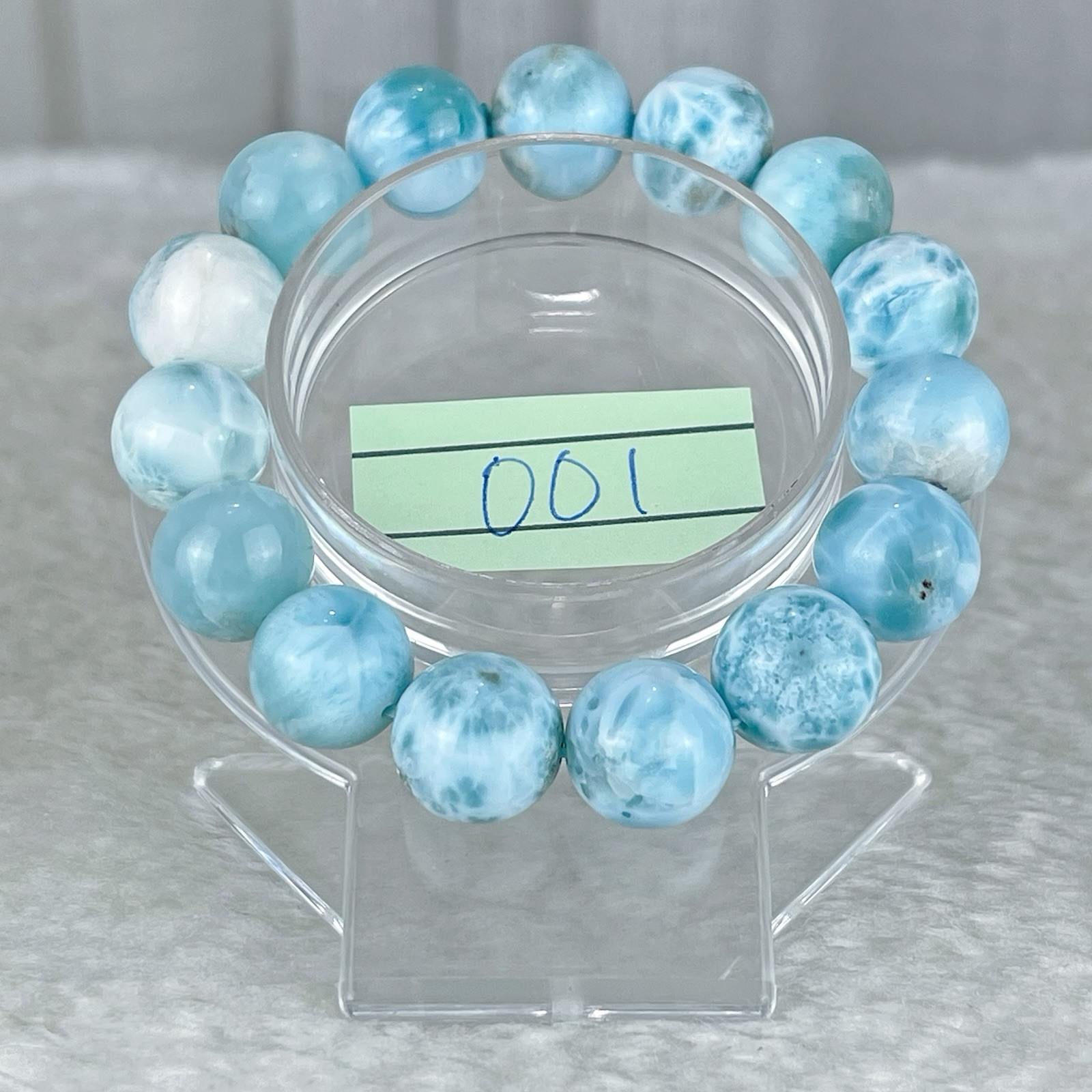53g Larimar Bracelet Sky Blue, 7 in” 13mm, Dominican Gemstone,