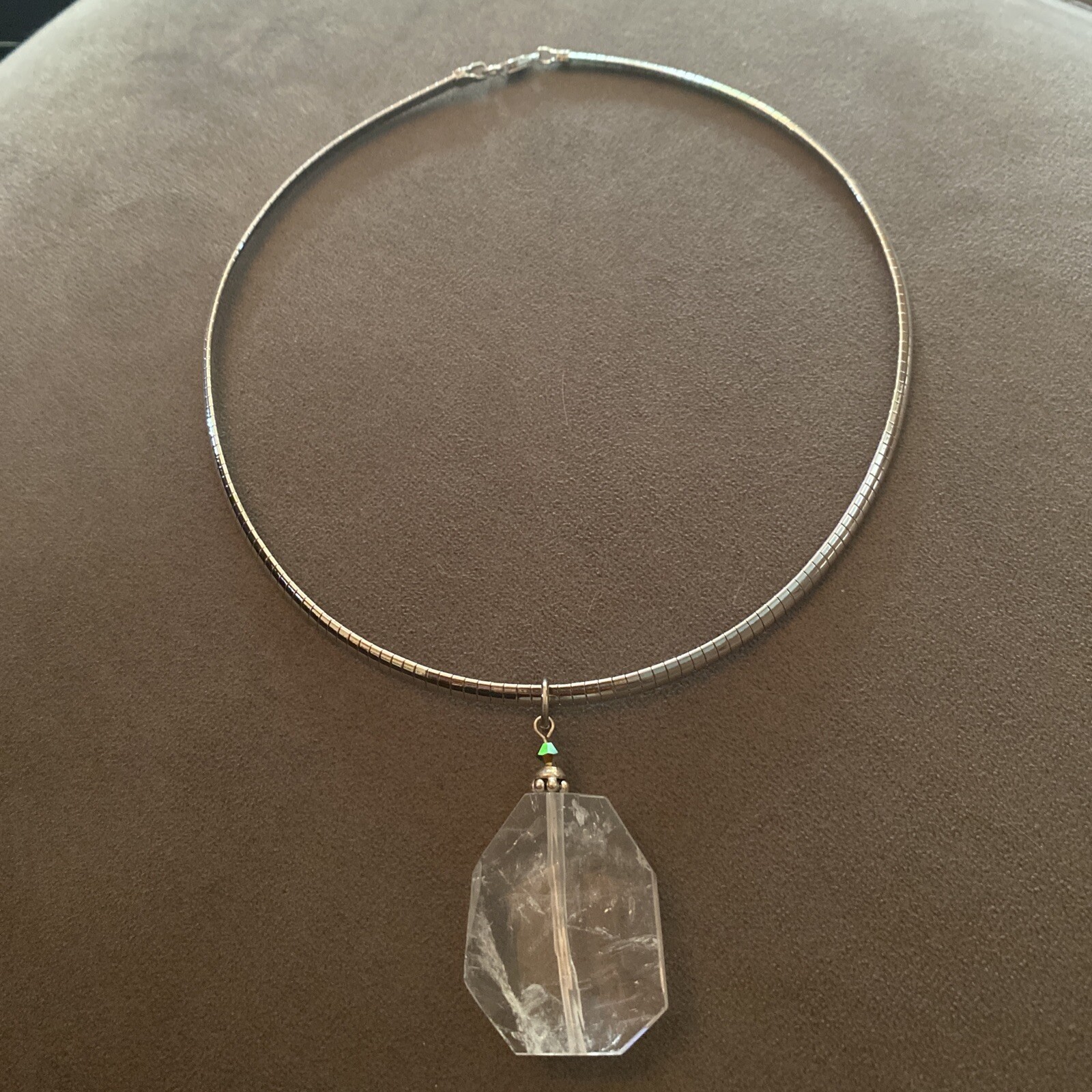 CRYSTAL QUARTZ | HEAVY SILVER PLATED 4MM OMEGA 16″ CHOKER