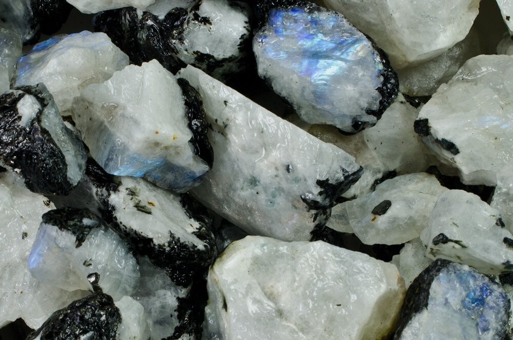 3 lbs Rainbow Moonstone Rough Stones – Natural Crystal Mineral Rock Tumbling