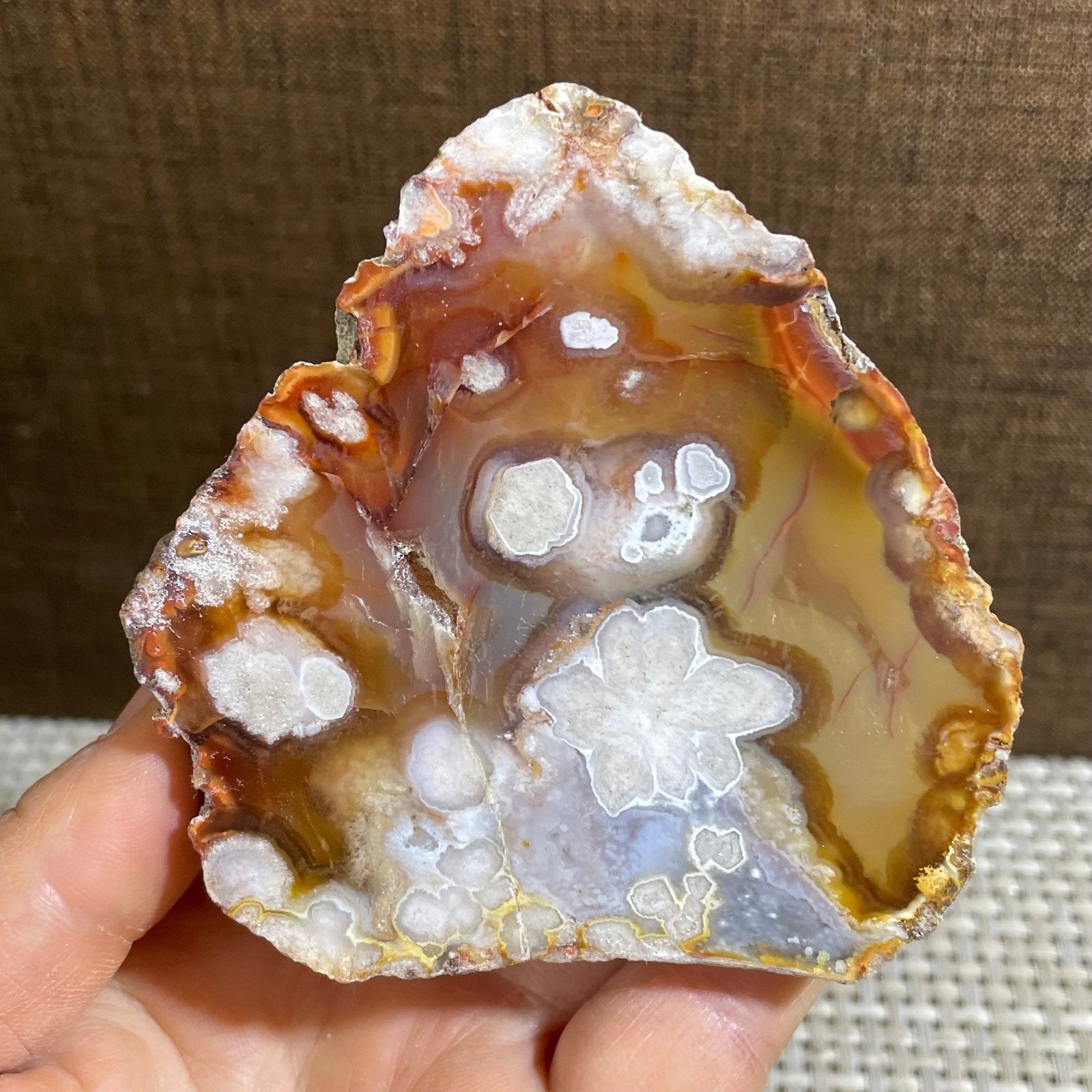 198g atural Sakura Agate Blossom Facet Rough Specimen Madagascar