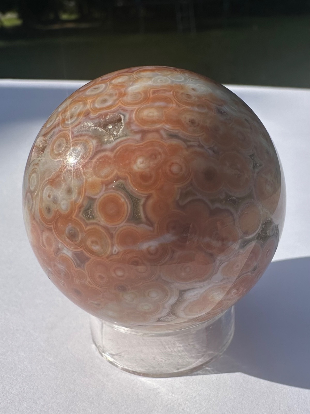 143g sparkling druzy 8th vein orbicular ocean jasper sphere polished crystalball