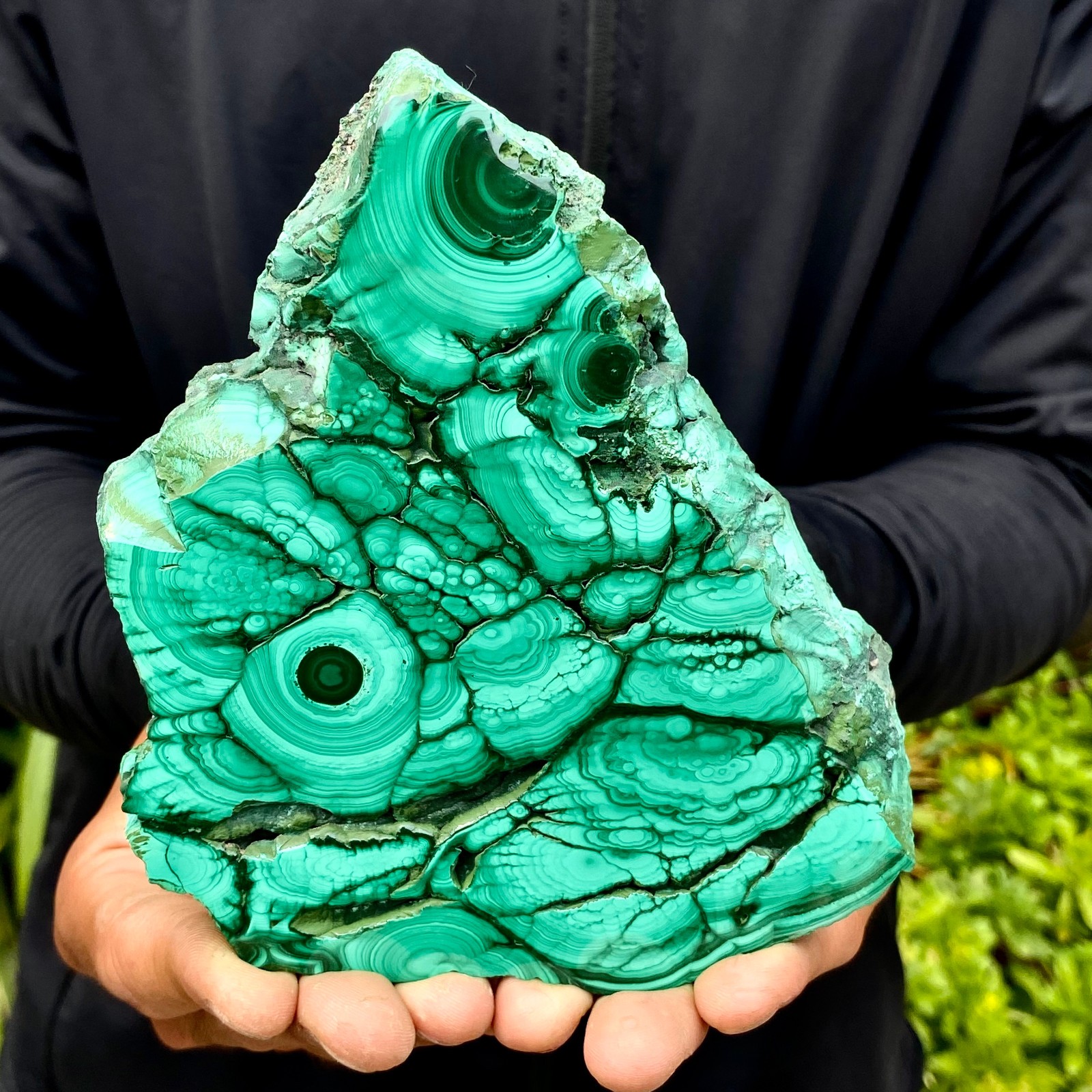1.29LB Natural malachite slice quartz crystal luster mineral specimen